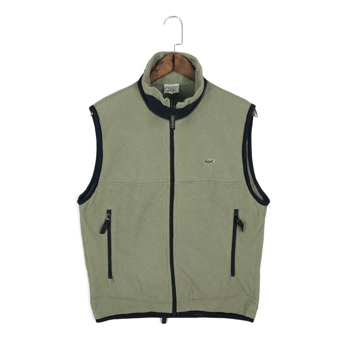 Vintage Lacoste Sport Fleece Zip Up Vest Jacket - 2