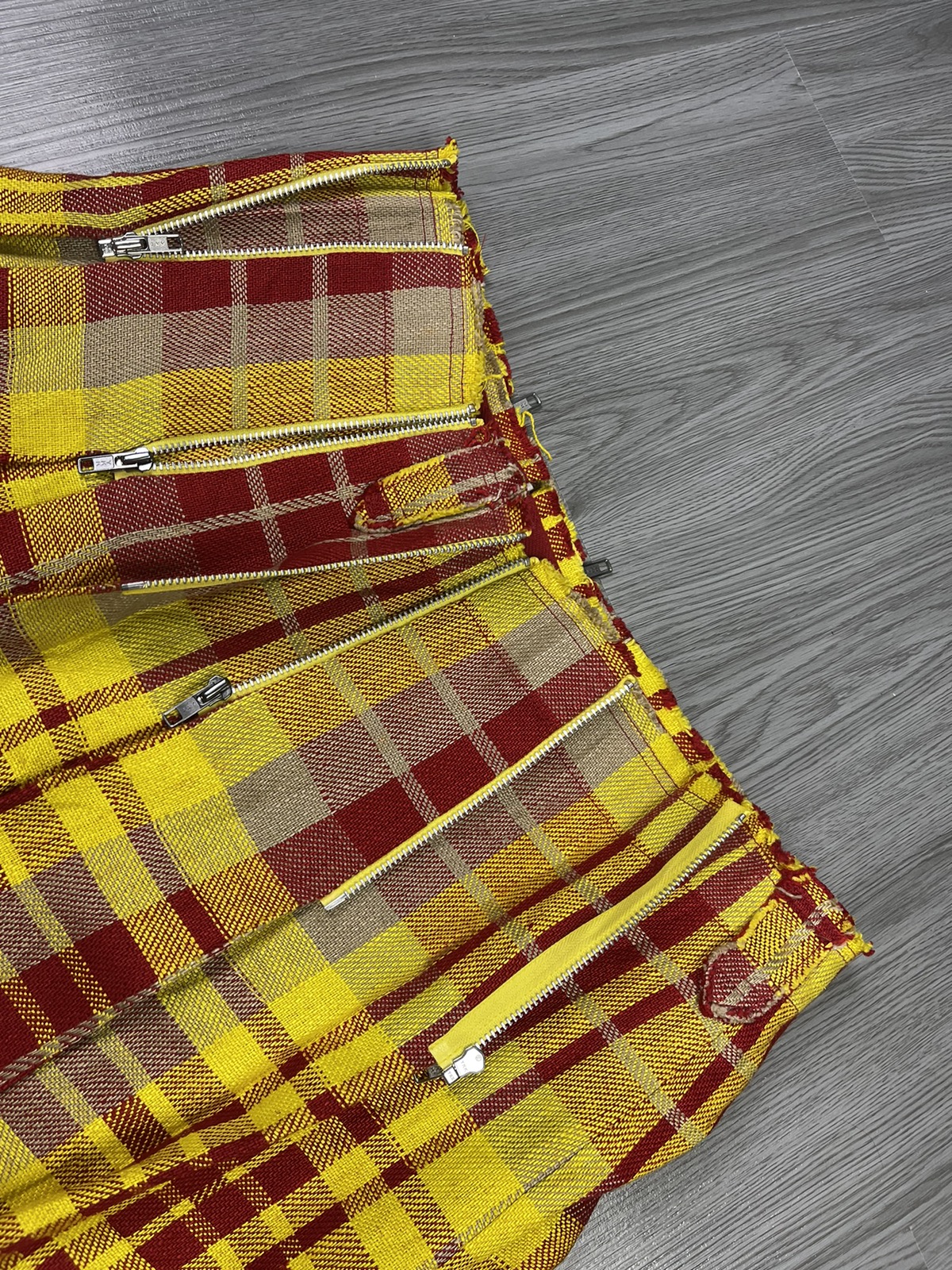 Japanese Brand - Vetement DHL colorway Plaid Pleated Multi Zipper Skirt - 7