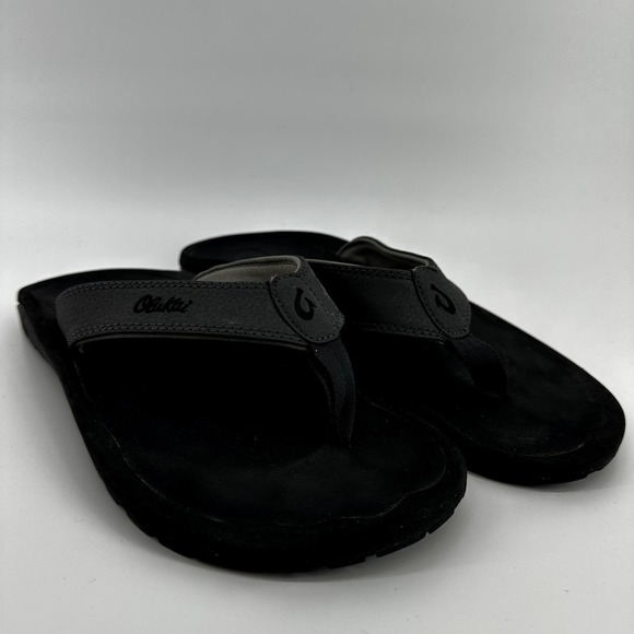 Olukai Ohana Beach Sandals Water Resistant Slip On Cushion Summer Black US 9 - 2