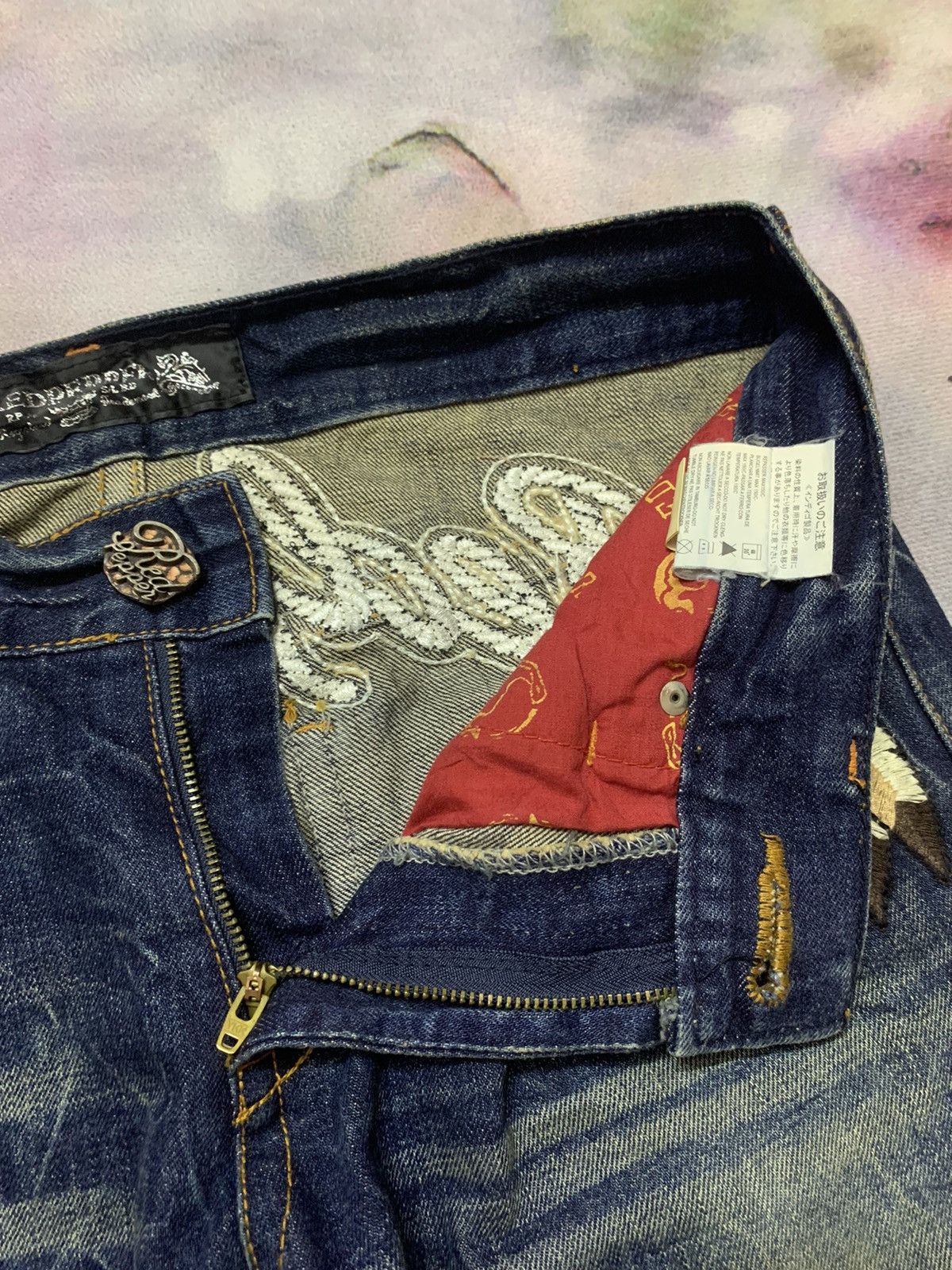 Ed Hardy - RED PEPPER Embroidery Eagle Washed Dirty Denim - 8