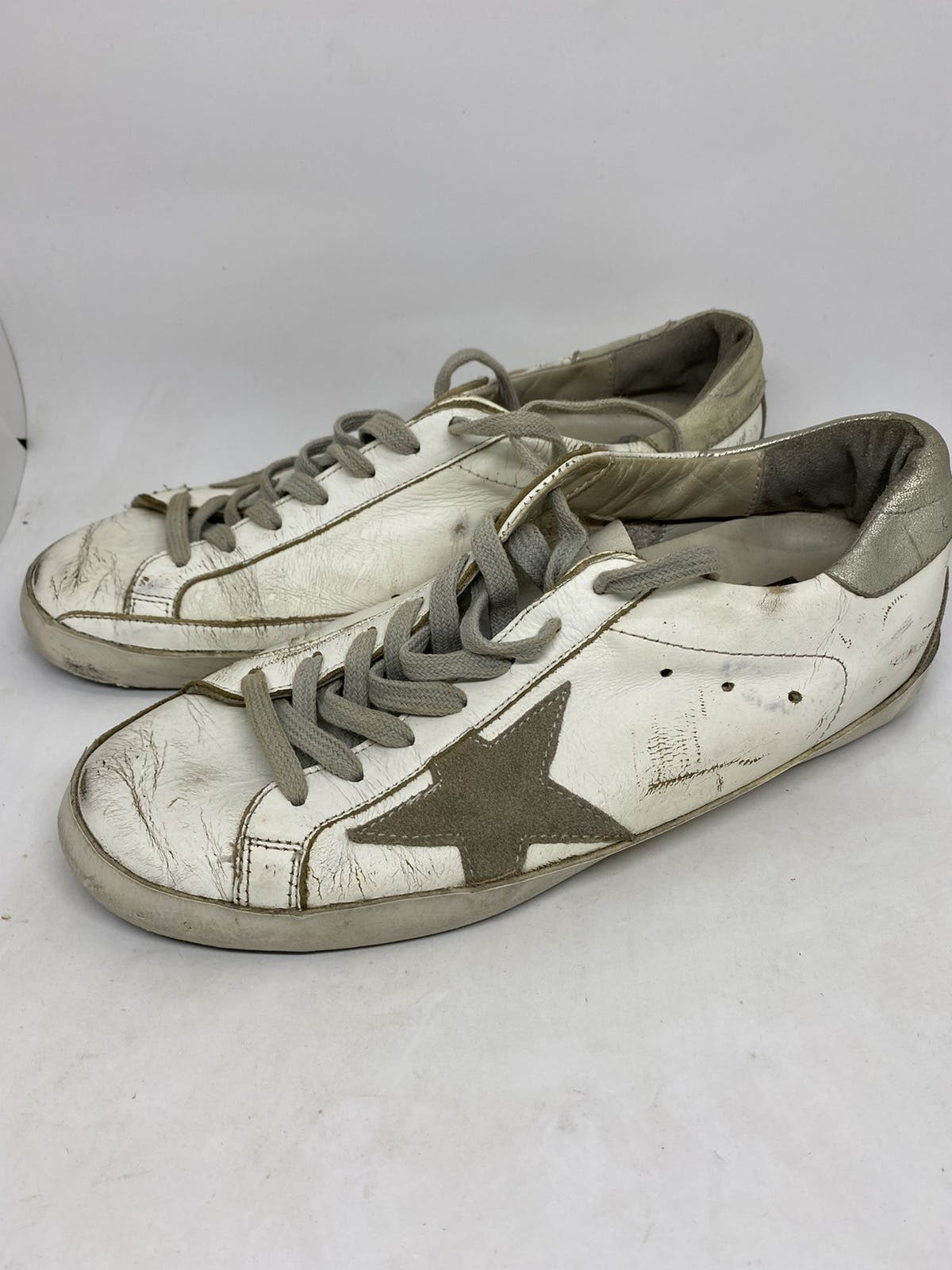 white silver ggdb superstar leather size 39 women or us9 - 3