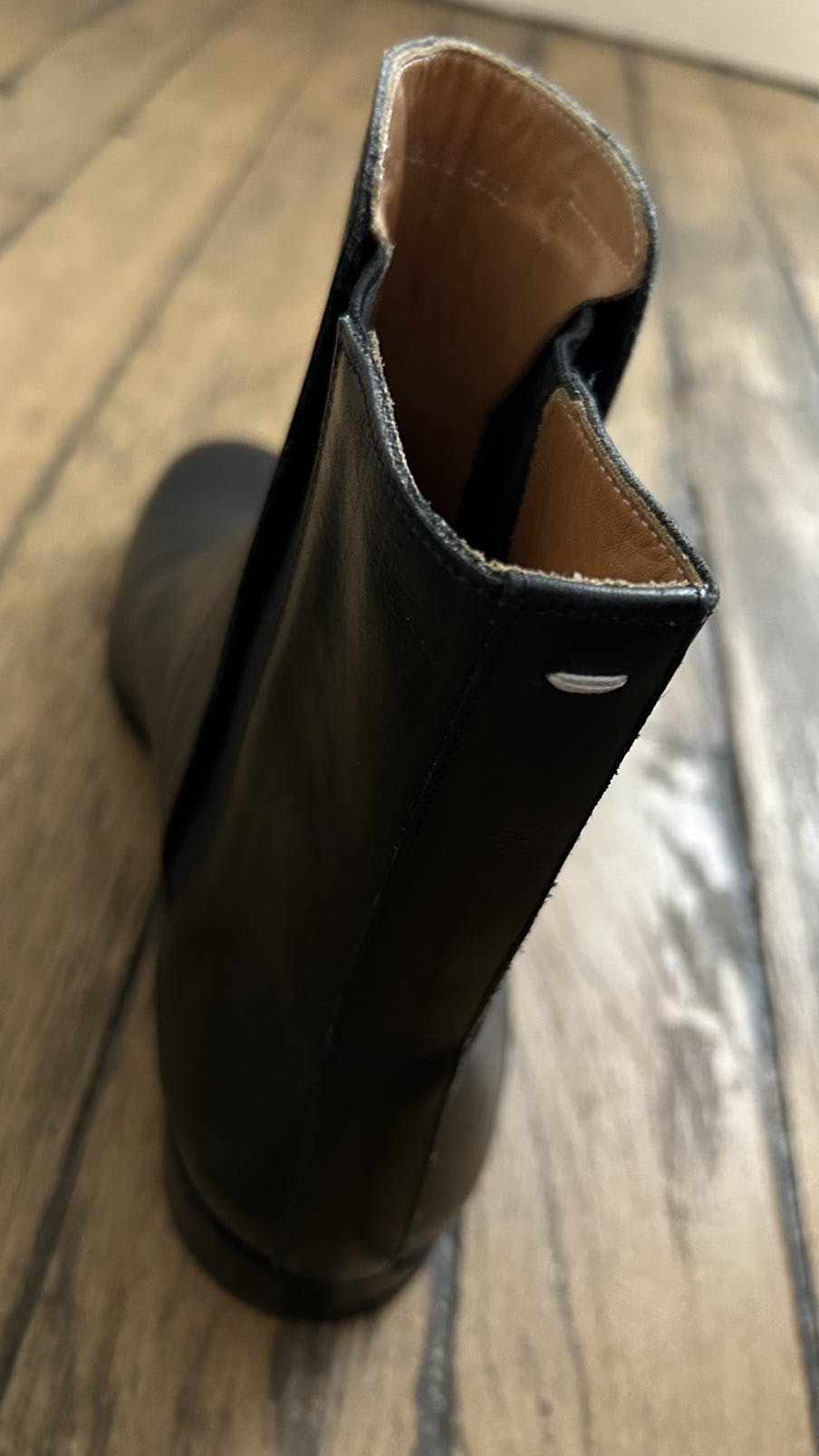 matte black leather chelsea boots . maison margiela . - 7