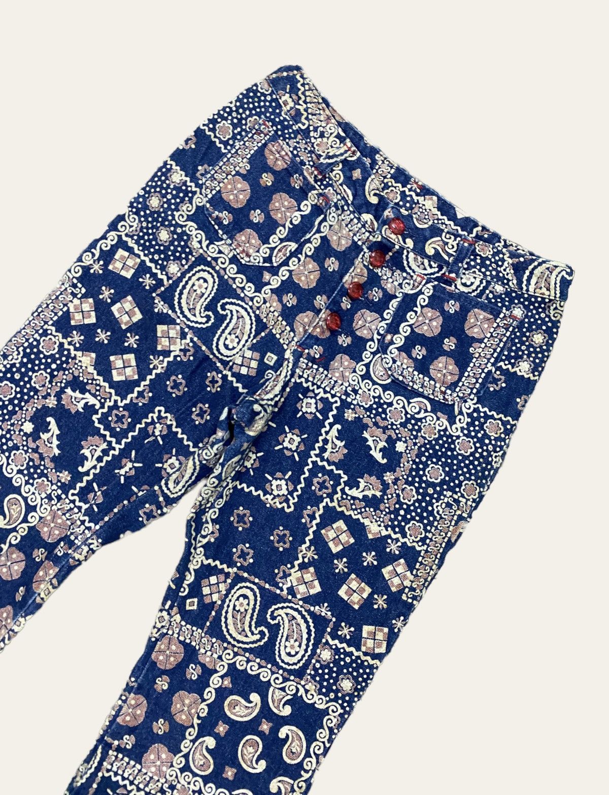 VINTAGE PAISLEY FULLPRINTED BELL BOTTOM SCOVILL BUTTON DENIM - 3