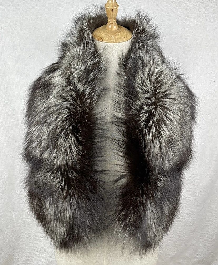Mink Fur Coat - Luxury Saga Fox Furs Collar Scarf - 2