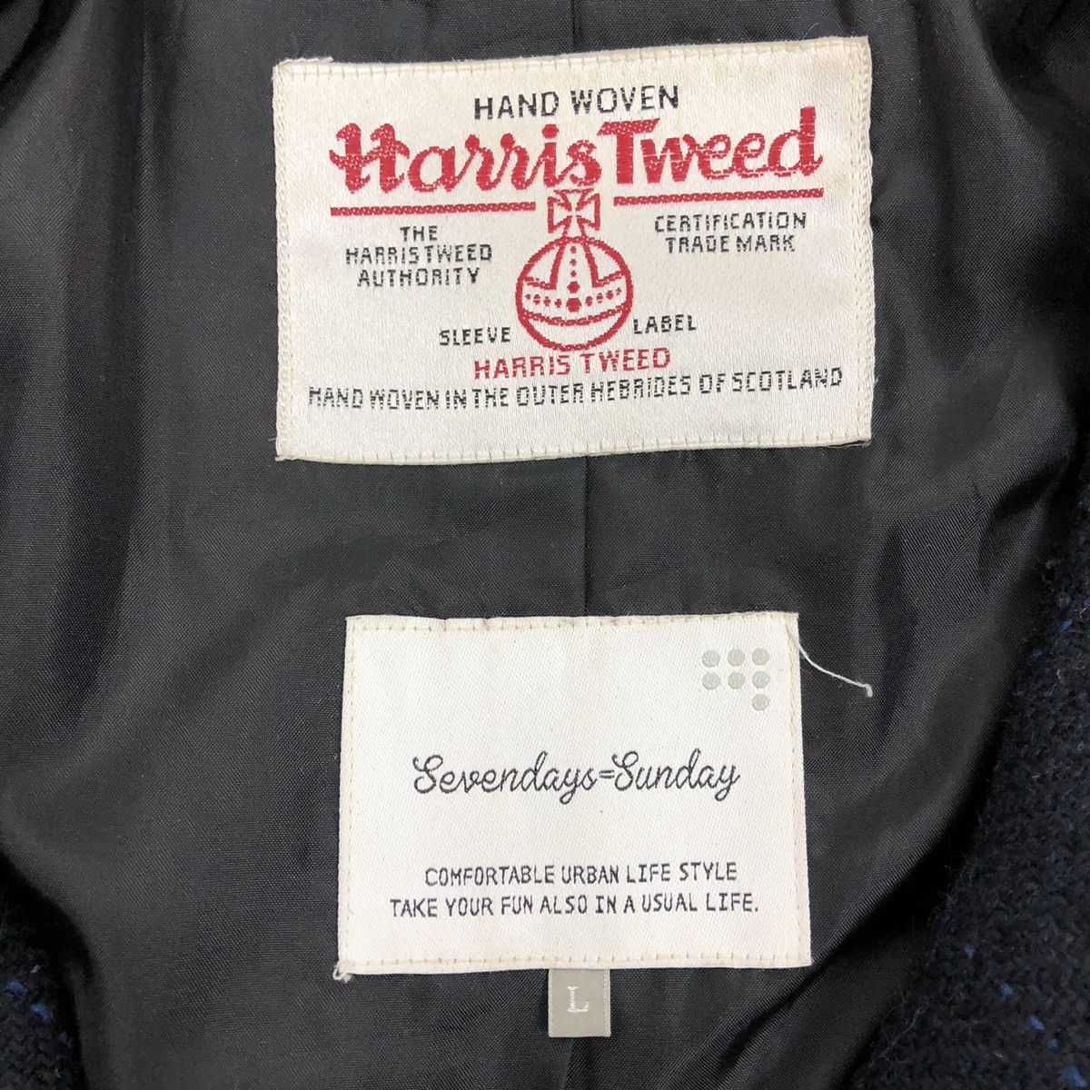 Vintage - Harris Tweed Sevendays Sunday Wool Coat Jacket Size M - 7