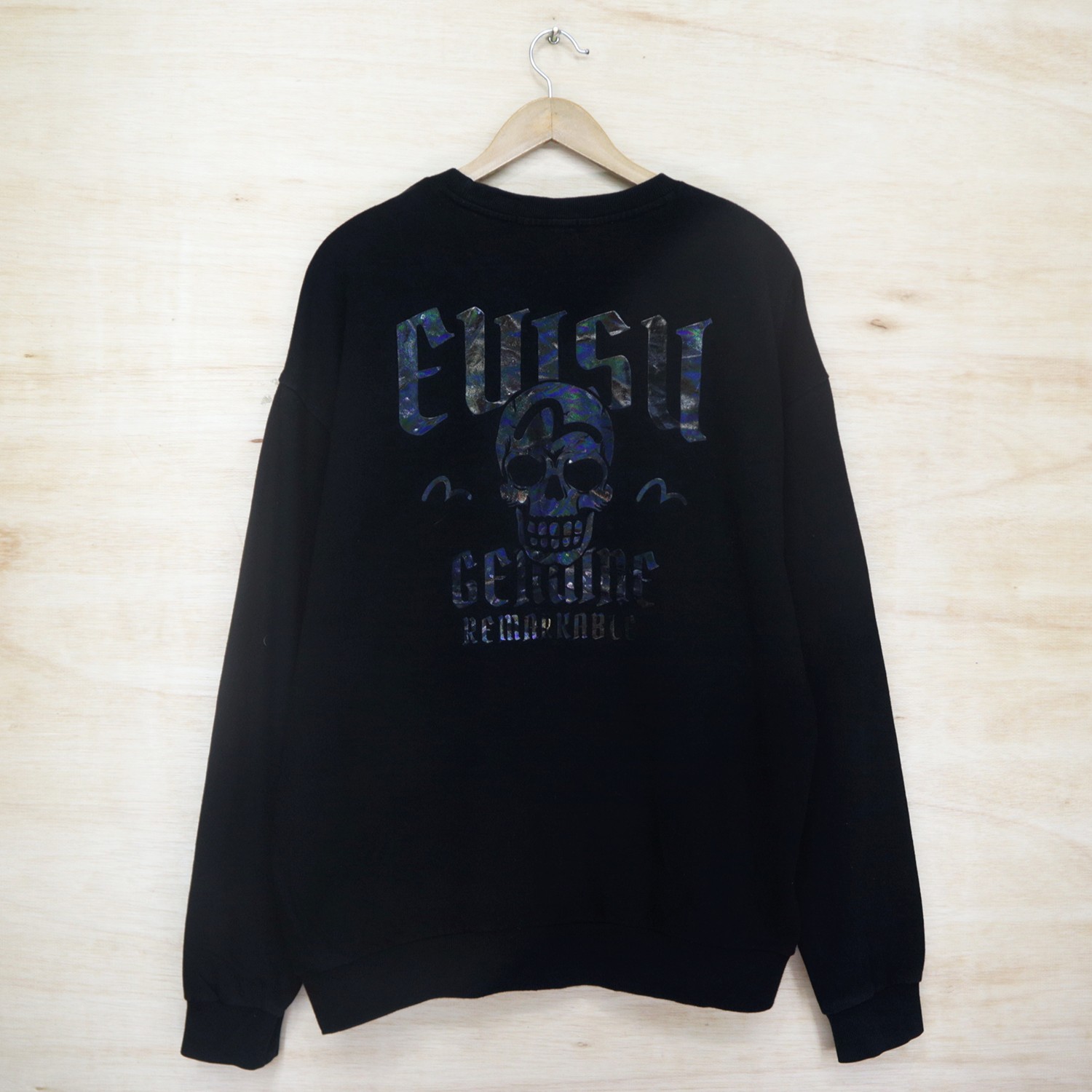 Vintage 90s EVISU Genuine Remarkable Holographic Big Logo Sweater Sweatshirt Pullover Jumper - 1