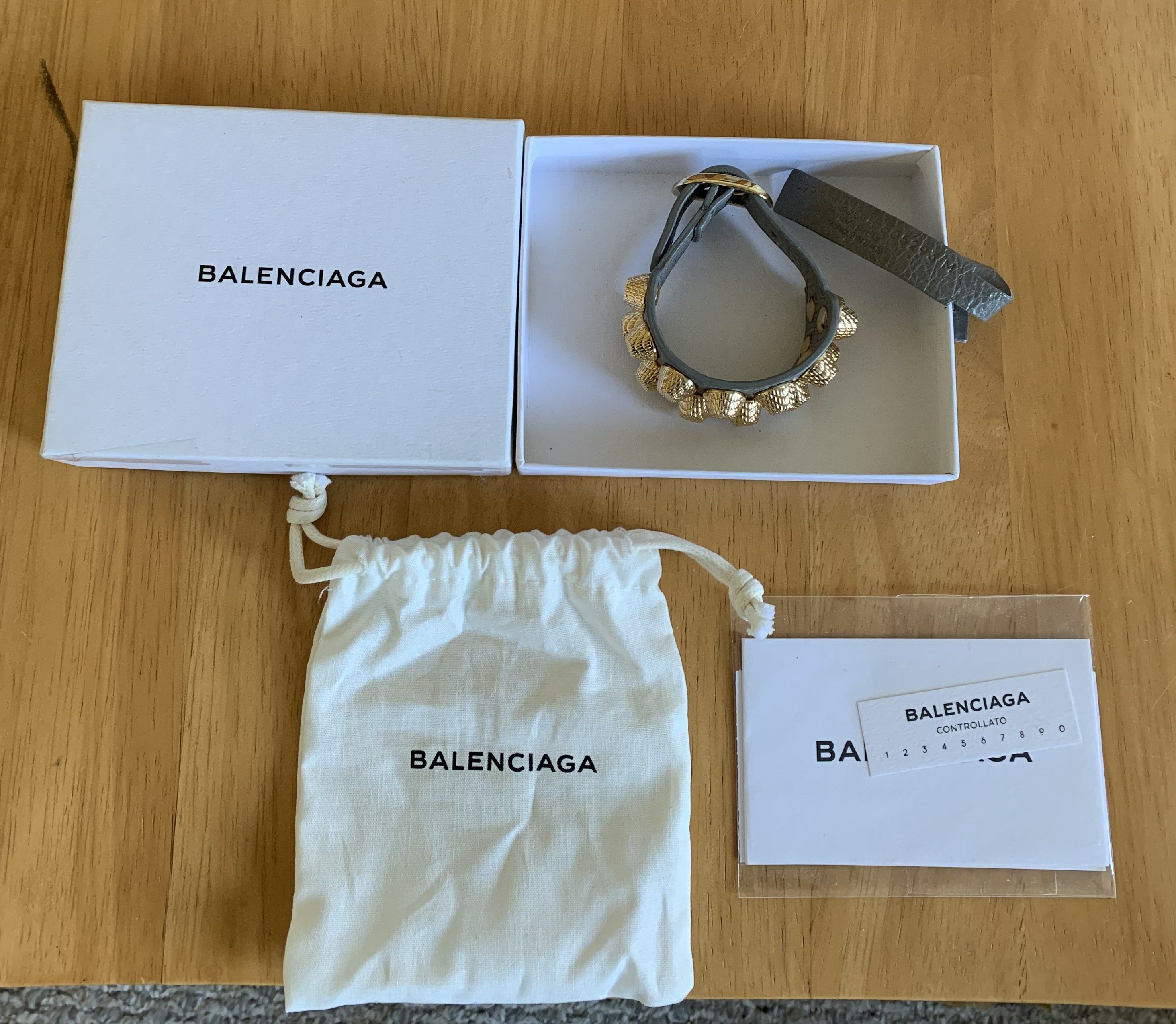 NEW Balenciaga Arena Leather Studded Bracelet - 11