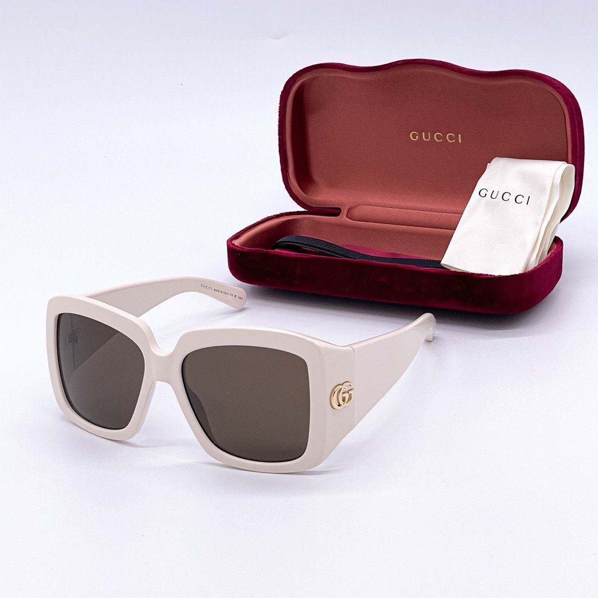 NEW GUCCI GG1402S 004 WOMEN WHITE SQUARE SUNGLASSES - 8