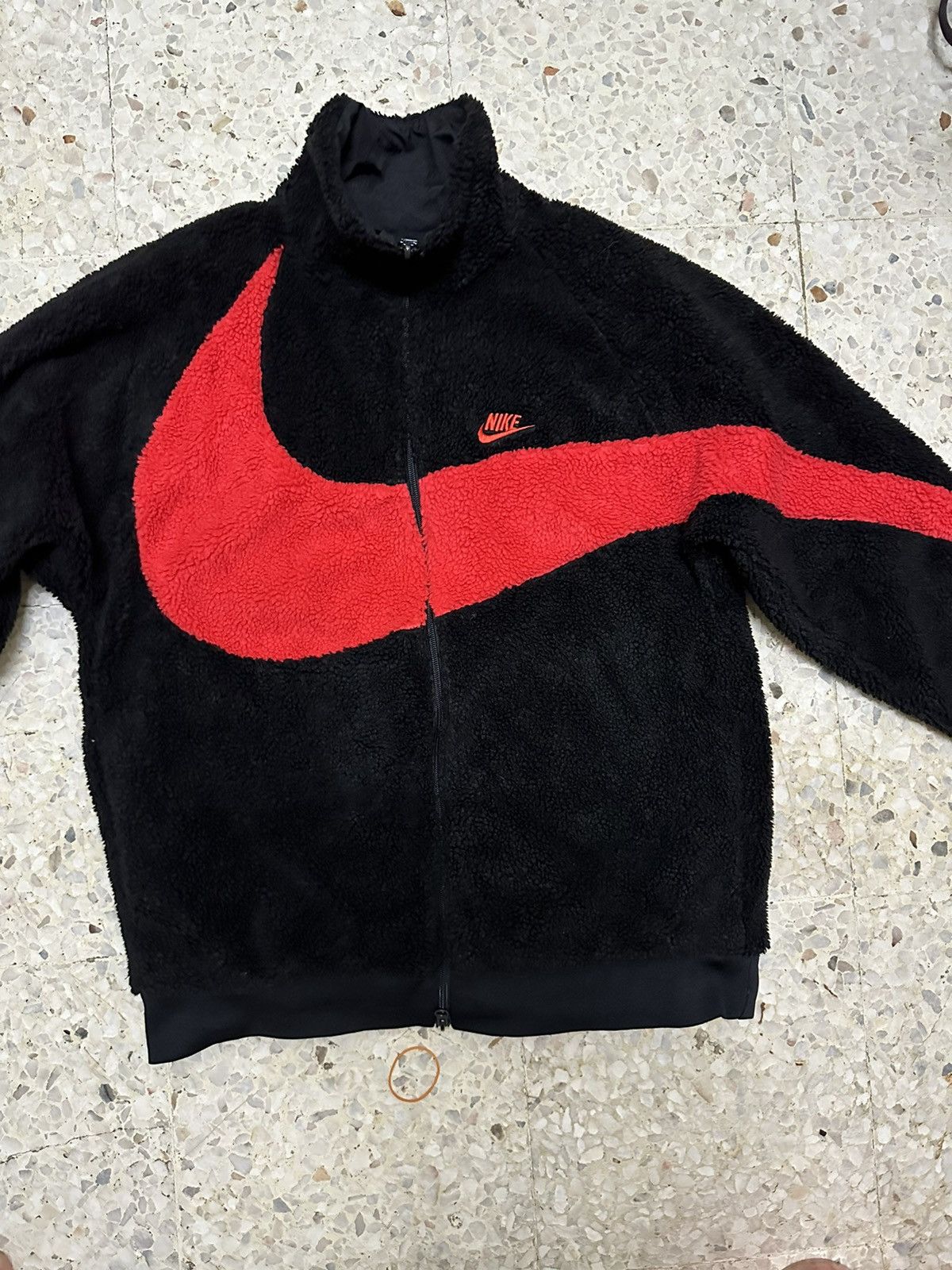 Rare Nike Sherpa Jacket Riversible Big Swoosh Design - 4