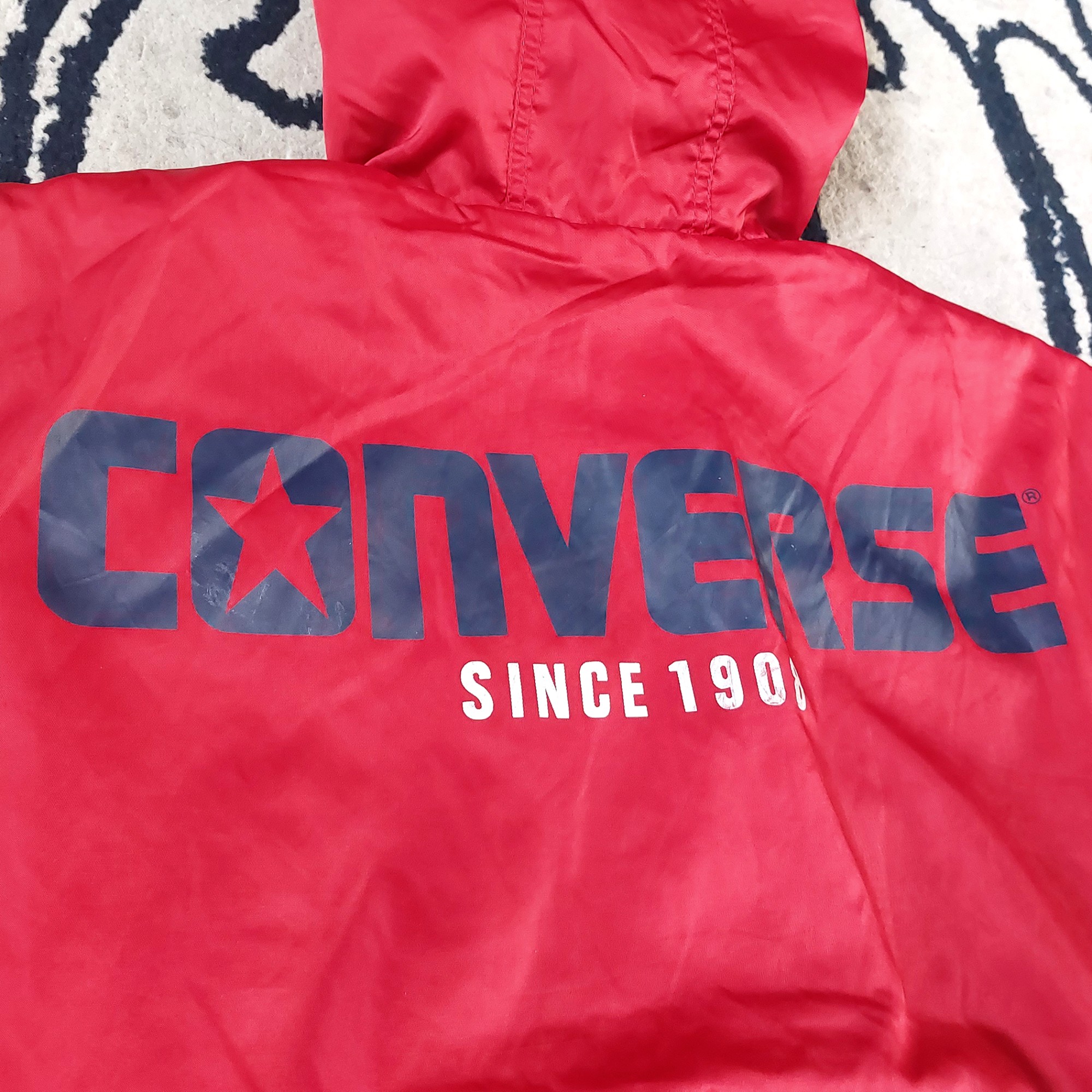 Vintage 90s CONVERSE ALL STAR Big Logo Bomber Hoodie Windbreaker Jacket Size Would Fit M - 8