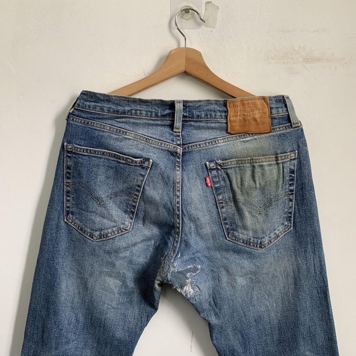 Vintage Levis 505 Big E Jeans Leather Pie Denim - 5