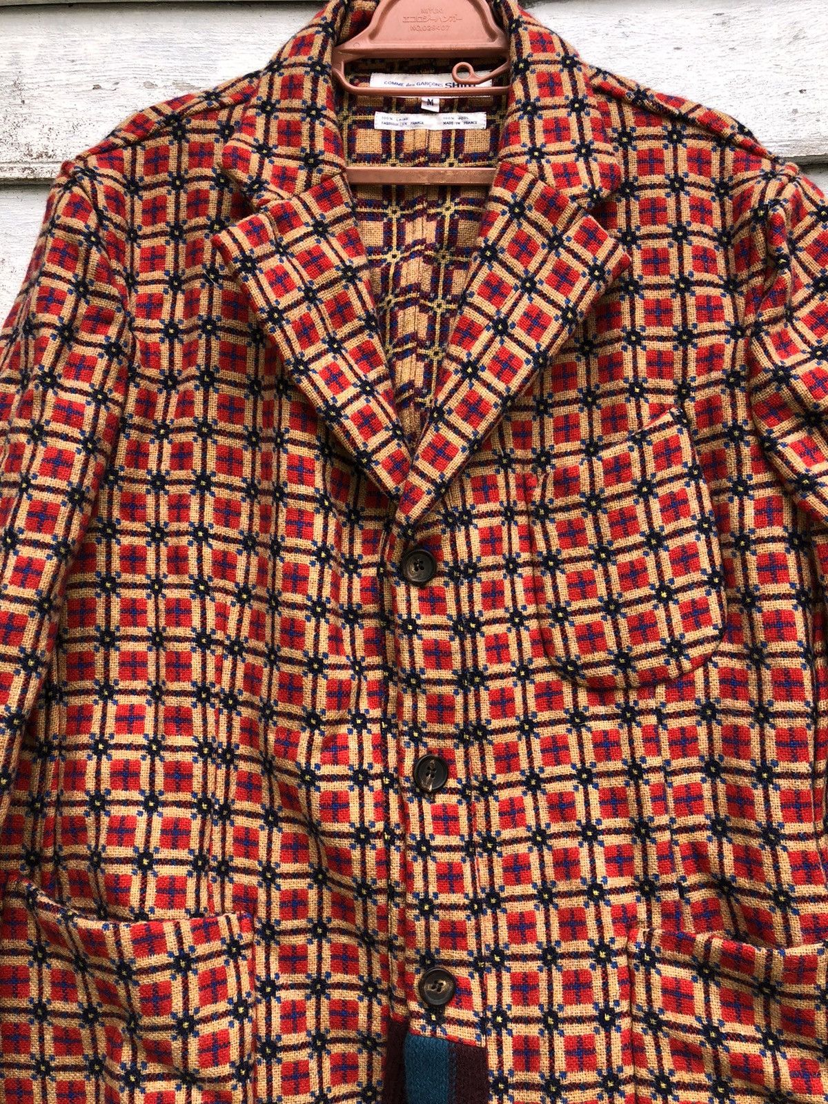 Comme Des Garcon Shirt Colourful Checker Wool Jacket - 1