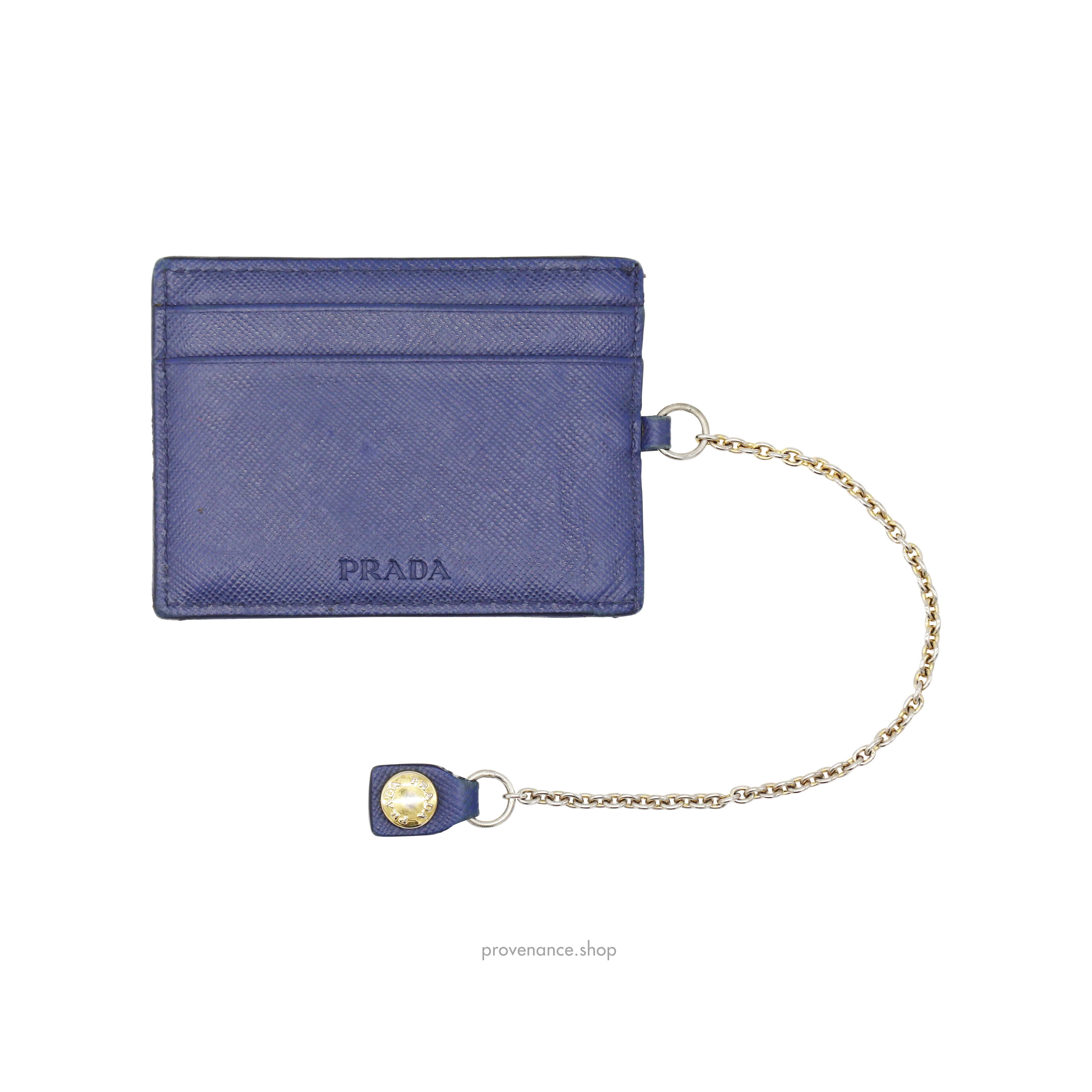 Prada Cardholder Wallet - Navy Blue Saffiano Leather - 1