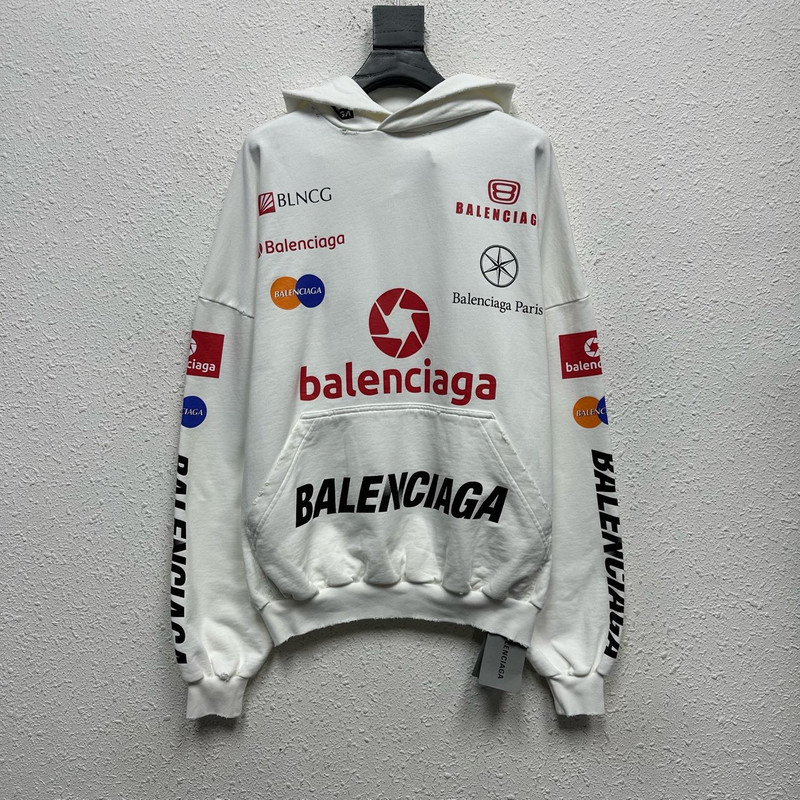BALENCIAGA Balenciaga racing logo print long sleeve hoodie