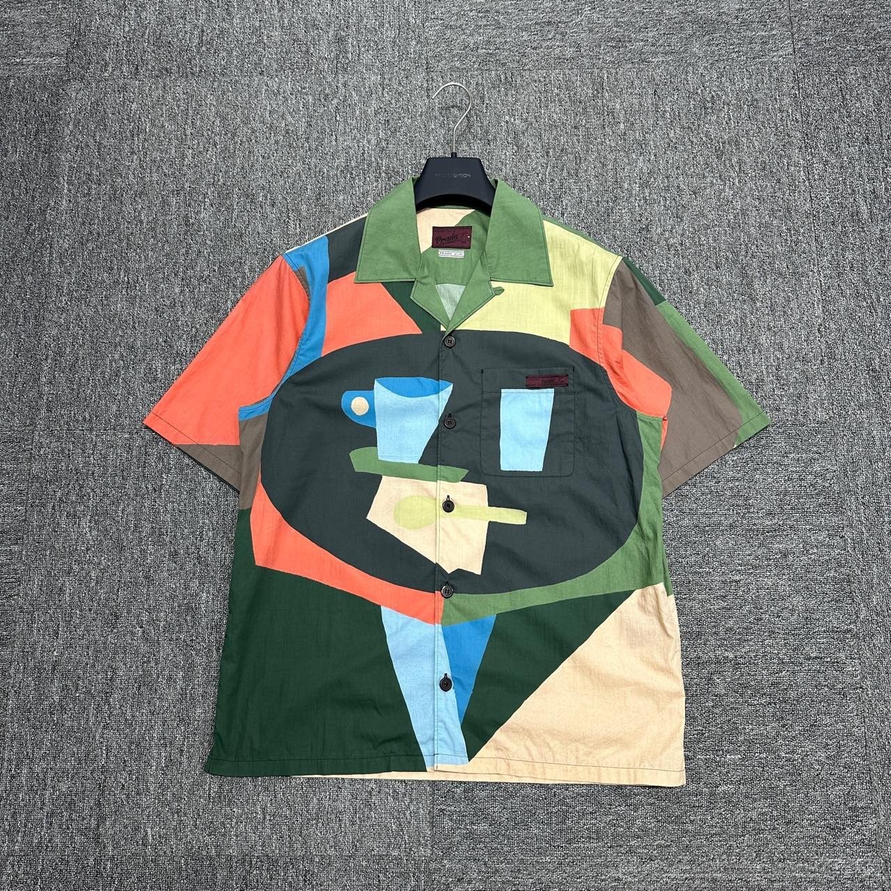 Prada Color Palette Geometric Patchwork Short Sleeve Shirt - 1