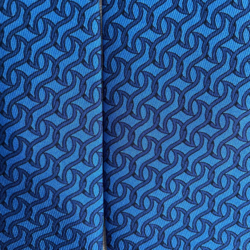Hermes Paris Silk Tie 7660 TA Geometry Blue - 1