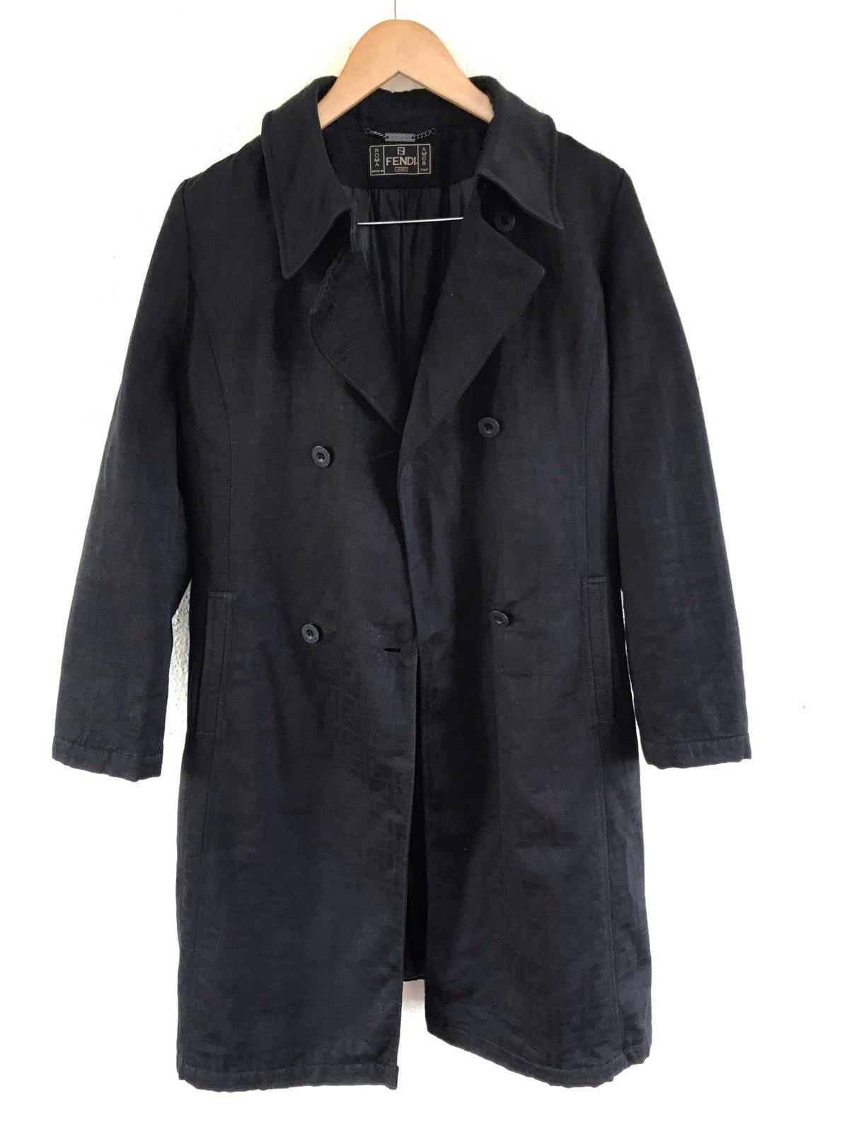 FENDI Monogram Zucca Black Trench Coat Long Jacket - 10