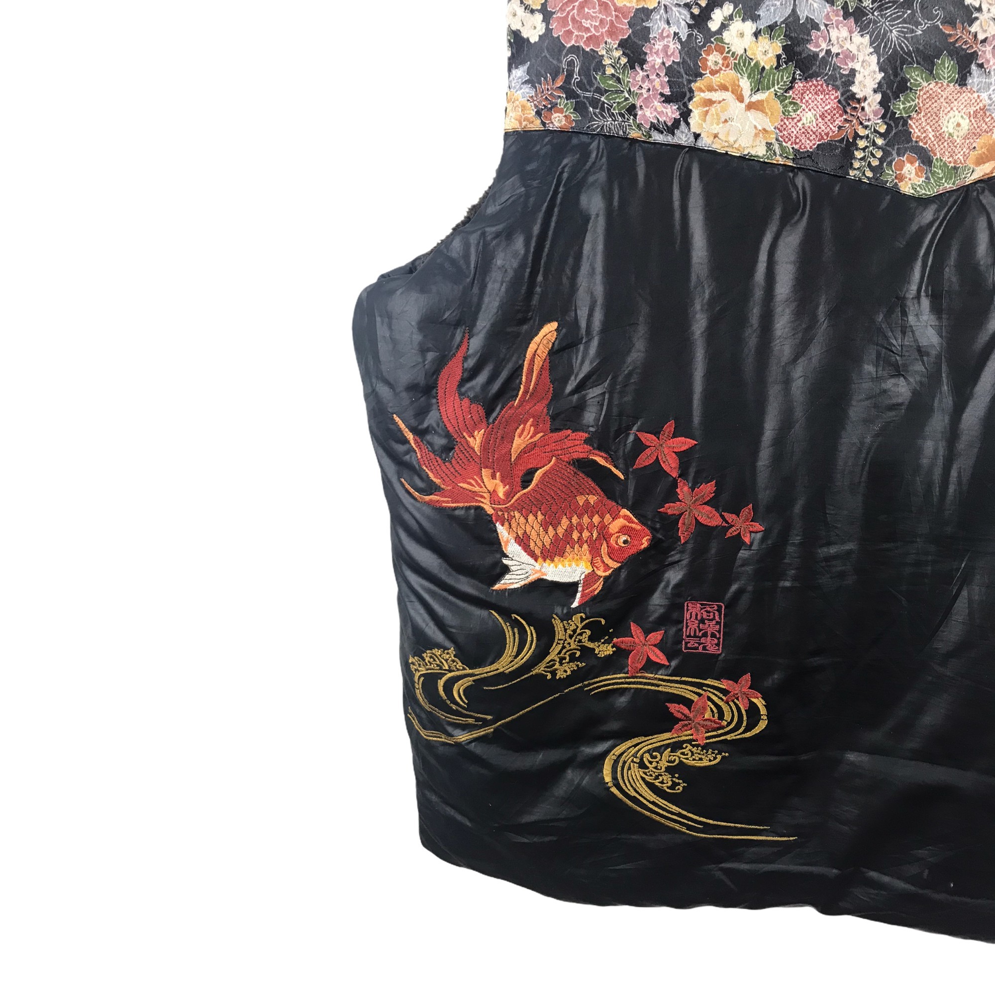 Sukajan Souvenir Jacket - Karakuri Tamashi Sukajan Puffer Fish Koi Vest - 4