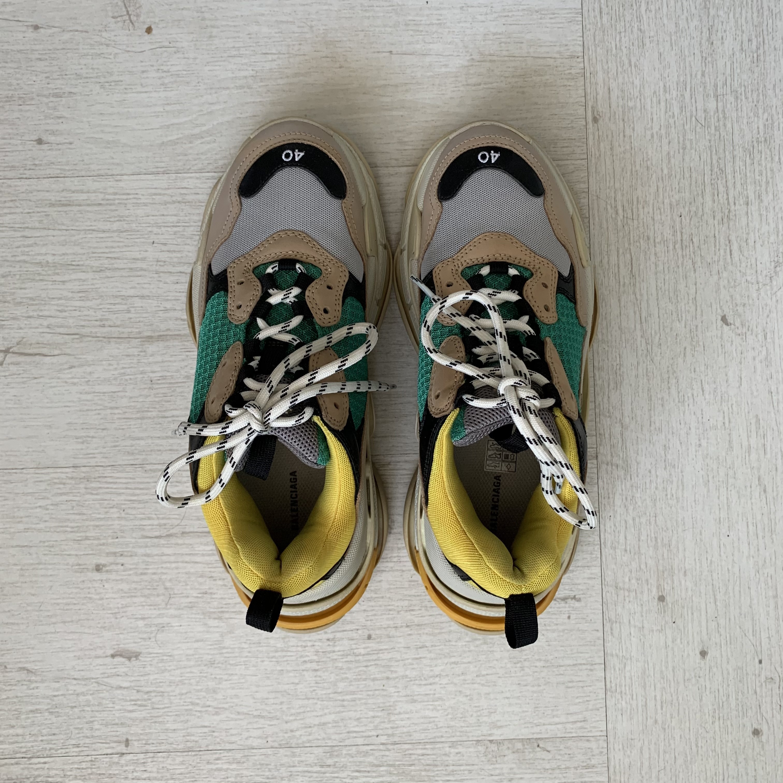 Balenciaga Triple S Beige Green Yellow Sneakers - 3
