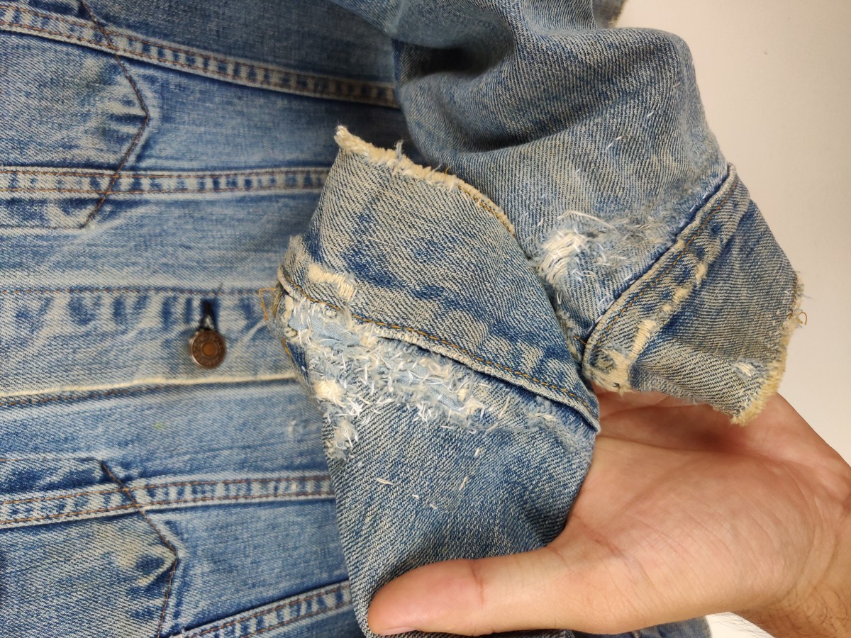 Distressed Trucker Denim Jeans Jacket - 5