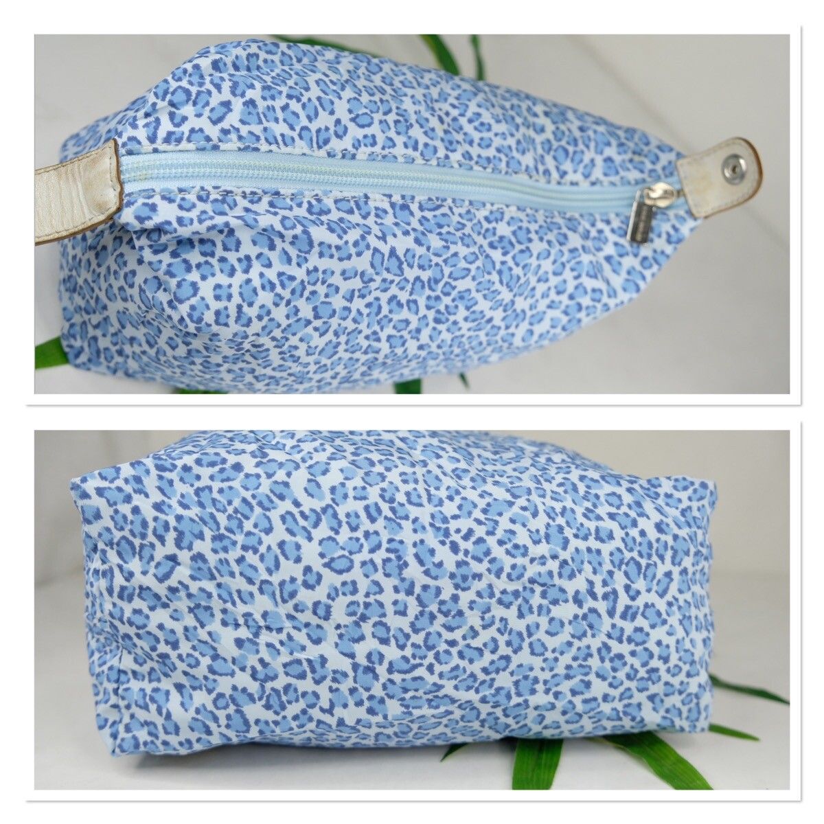 Vintage bottega venetta blue leopard cosmetic bag - 7