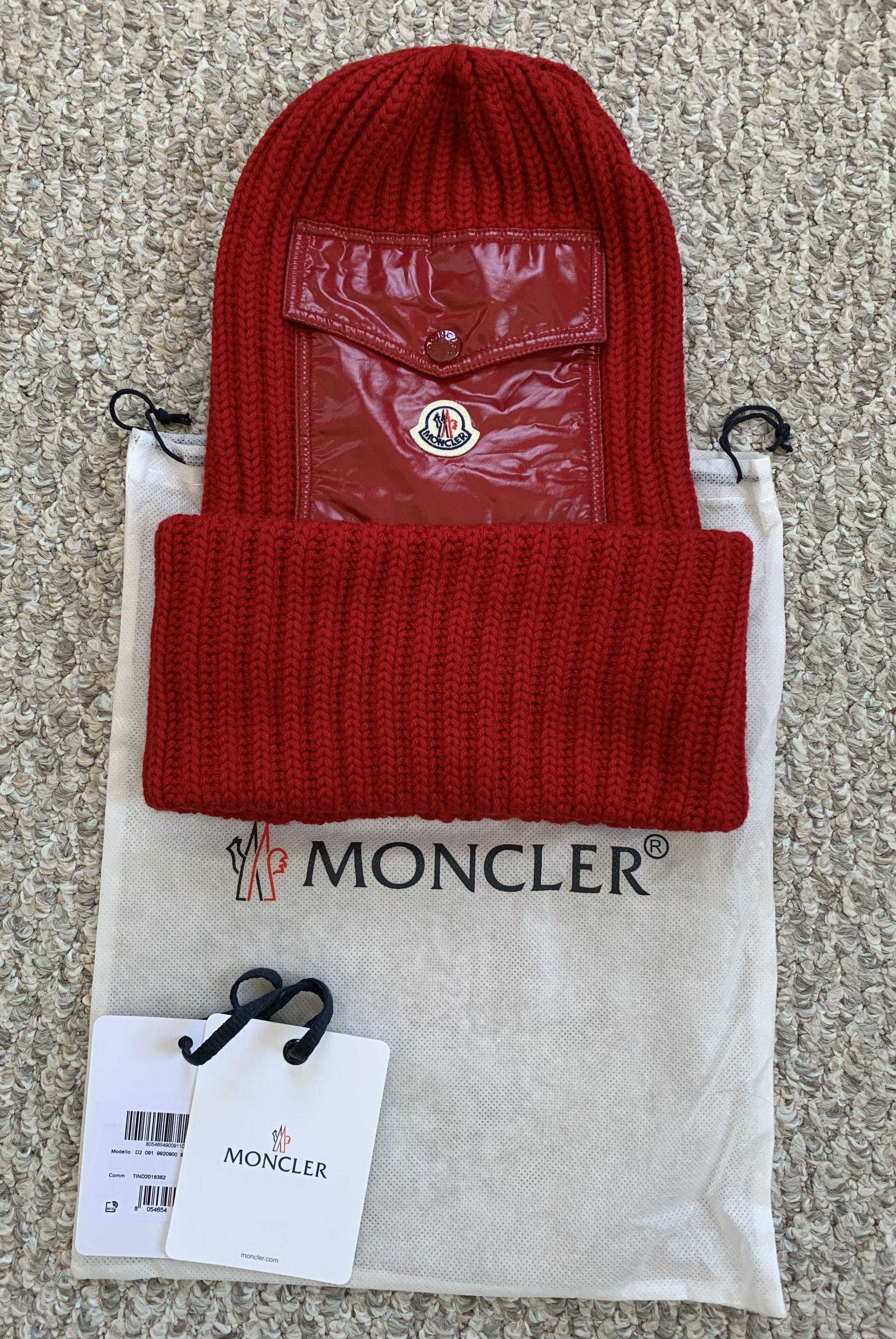 Moncler Oversized Logo Beanie Hat + Bag - 10