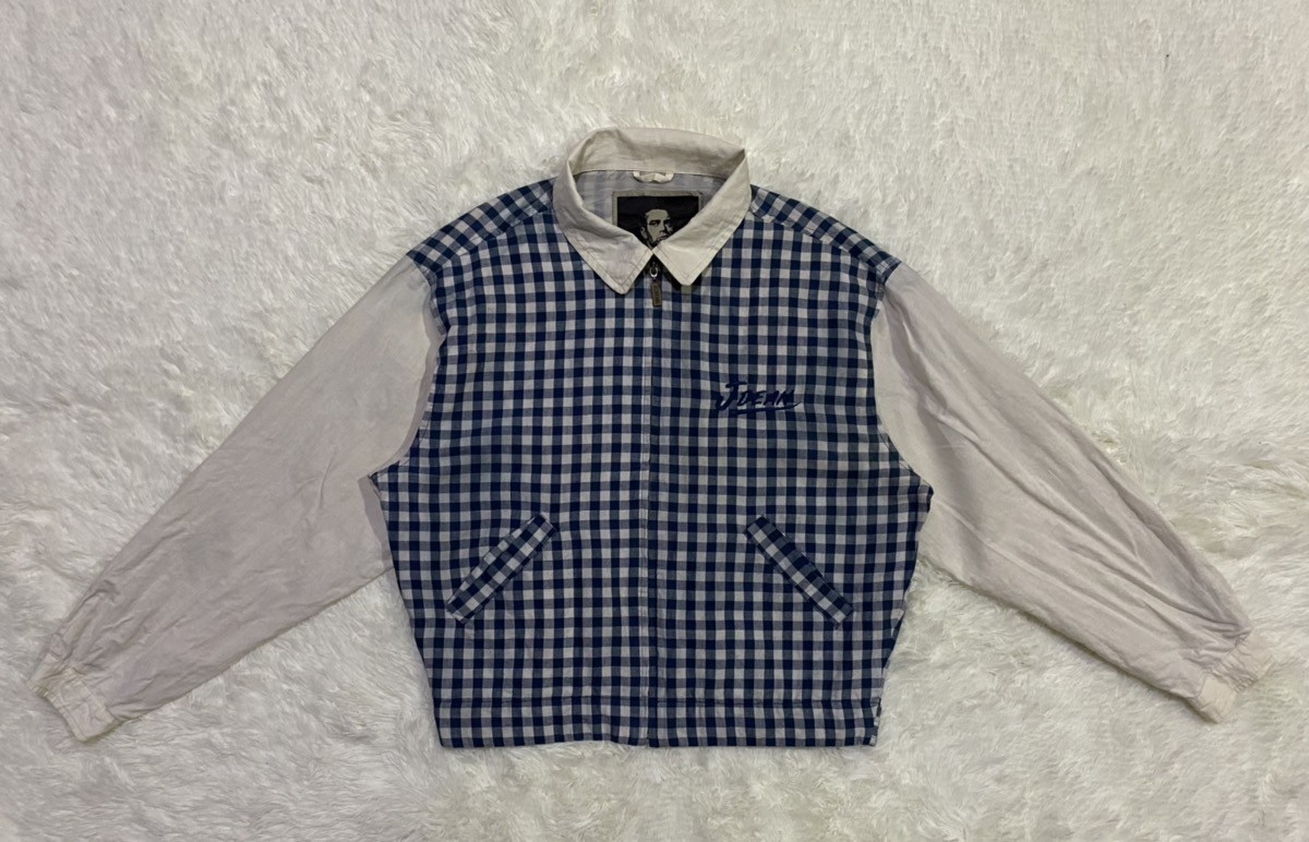 Vintage - Checkered James Dean Linen Cotton Zipper Jacket - 6