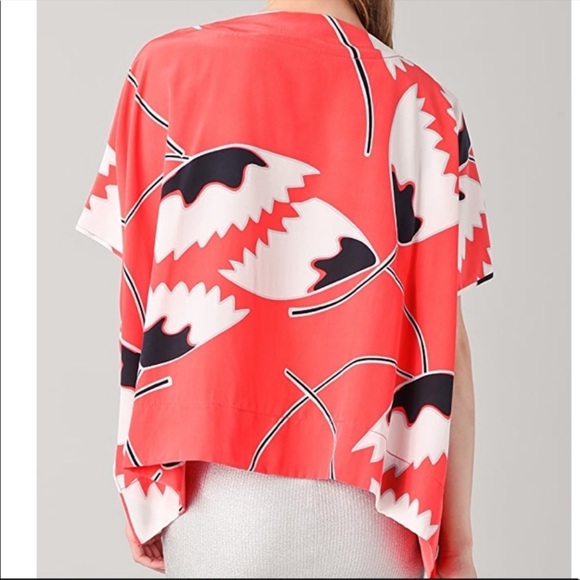 Diane Von Furstenberg - DVF New Hanky Silk Top in African Tulip Deep Coral - 4