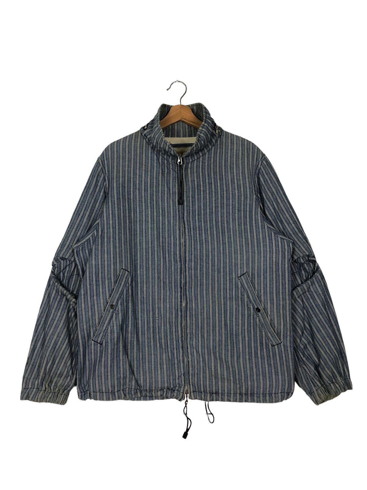 🔥90’s BOMBER JACKET PIN STRIPED CABANE DE ZUCCA ISSEY MIYAKE - 1