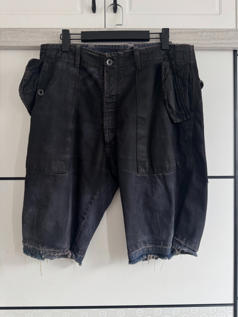 Rick Owens Waxed Denim Shorts - 1