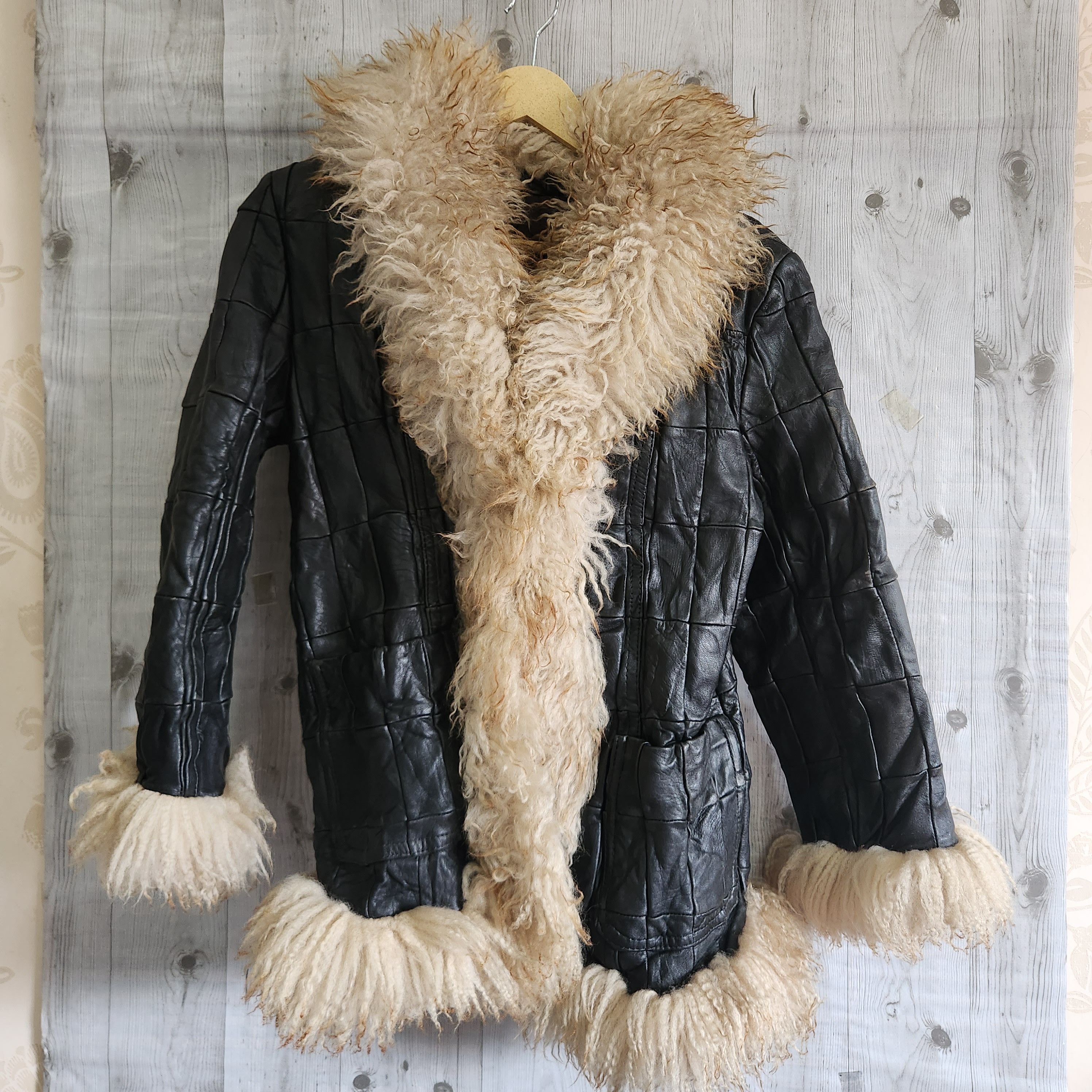Vintage Patches Genuine Leather Fur Jacket - 1