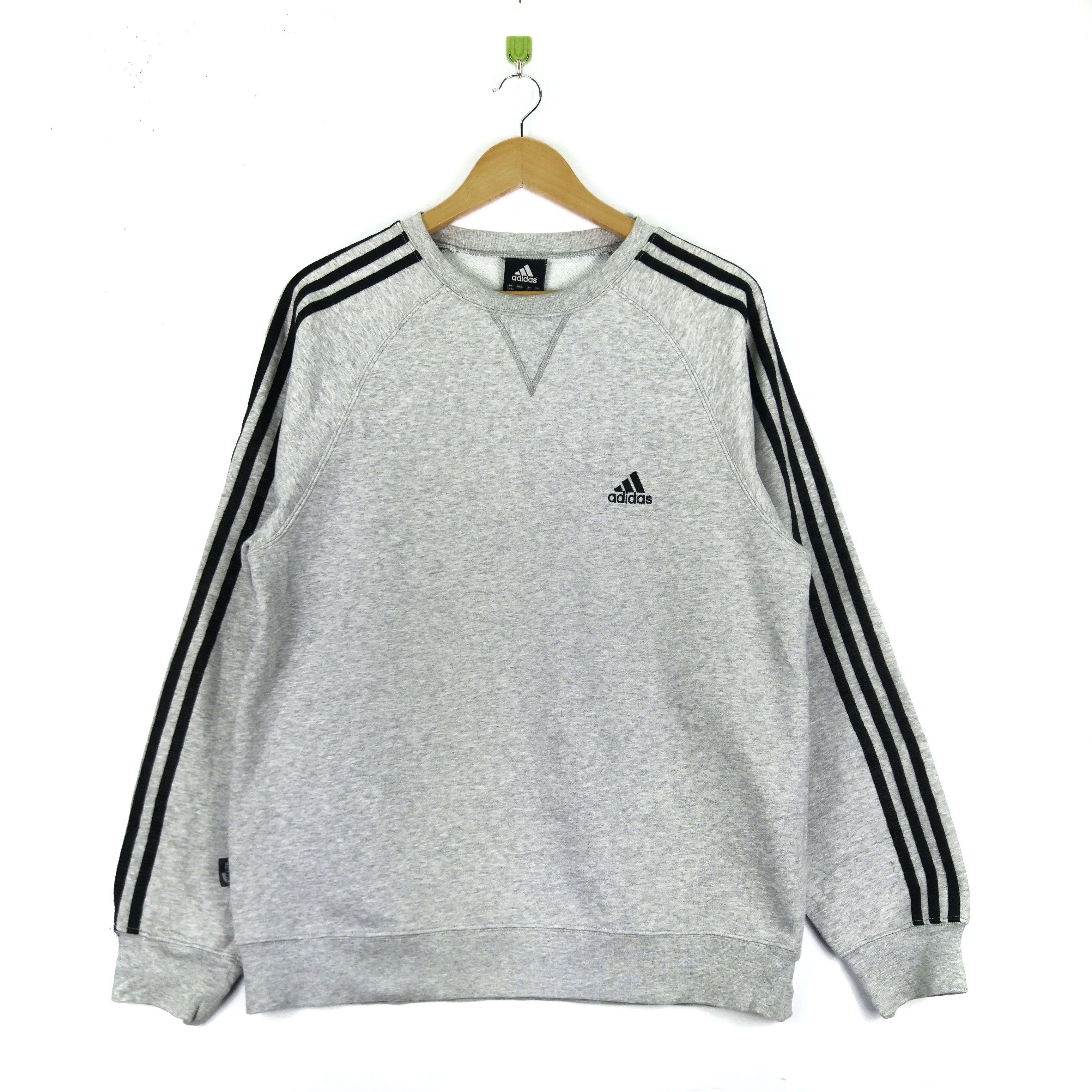 Adidas 3 Stripe Small Logo Embroidered Crewneck Pullover Jumper Sweatshirt - 1