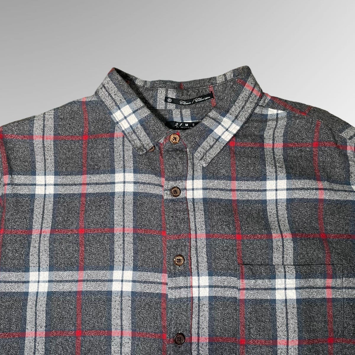 21 Men - Red and Gray Flannel Overshirt 🔴 - 2