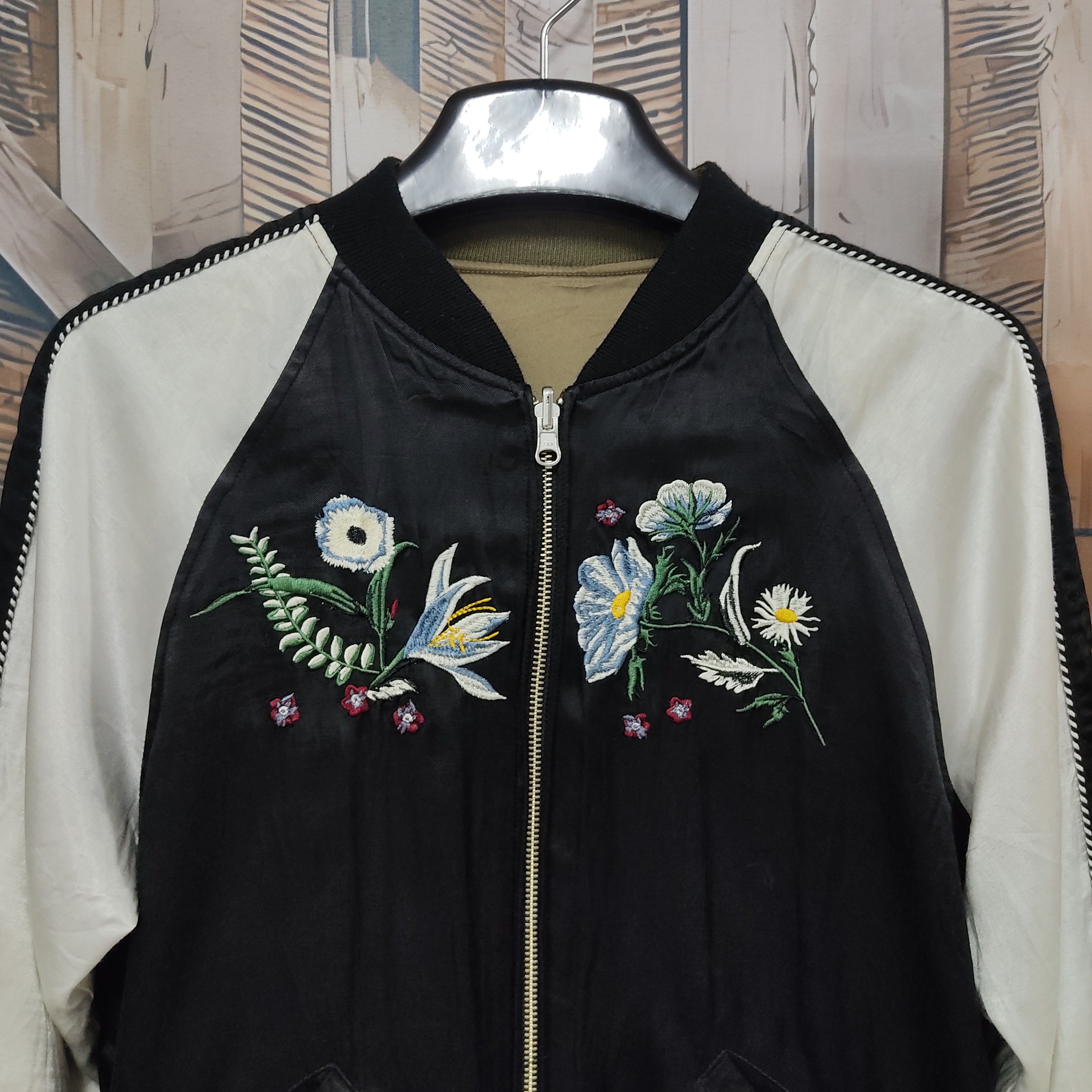 Japanese Brand - MOUSSY Embroidered Flowers Reversible Sukajan Jacket - 2