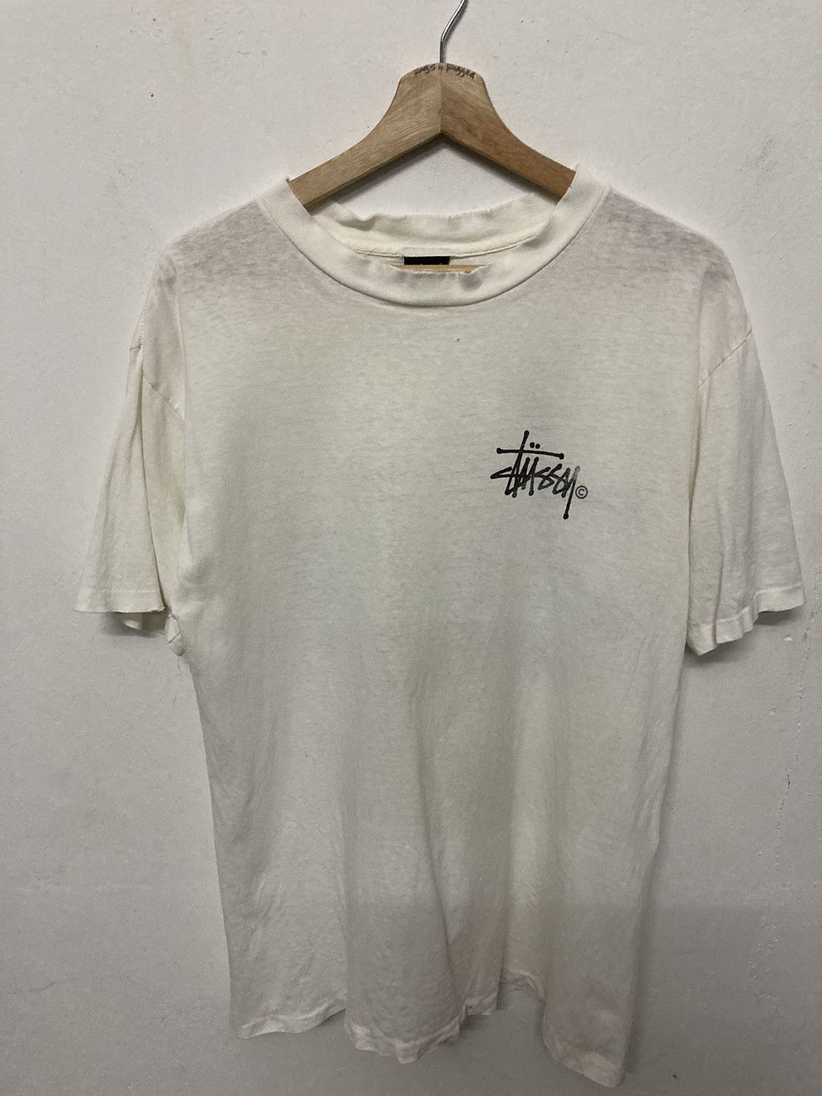 Vintage Stussy Basic Logo Distressed Tshirt - 3