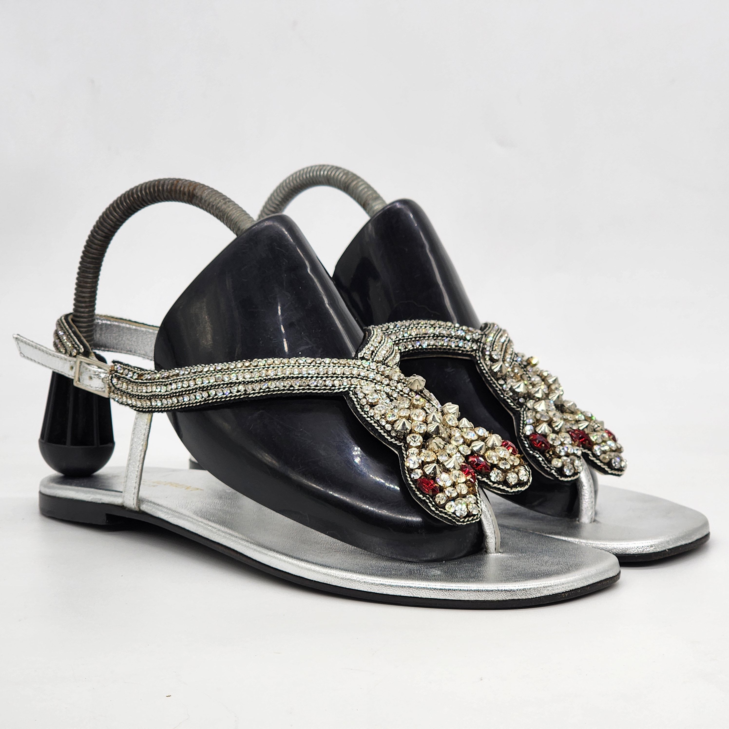 Saint Laurent Paris - Candy Snake Embellished Flat Sandals - 1