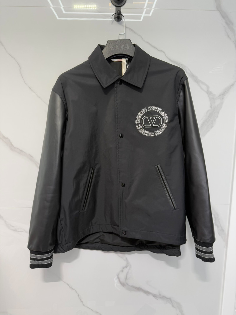 Valentino Garavani SS25 Nylon Sports Jacket With Leather Sleeves And Valentino Patch - 1