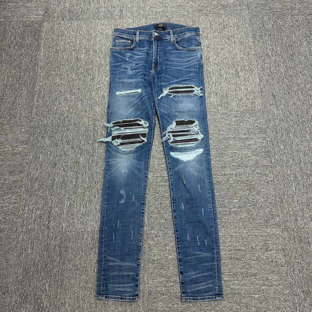 Amiri Mx1 Vintage Blue Patchwork Denim Jeans - 1