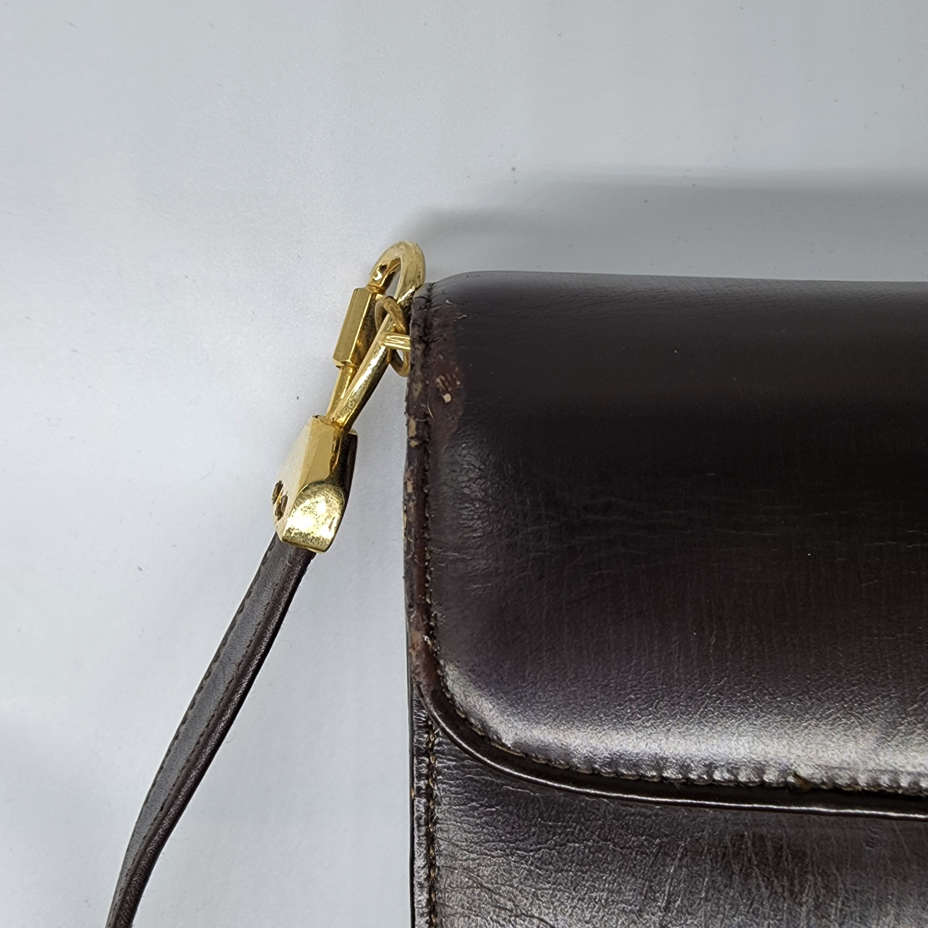 Dior - Brown Leather w/ Oblique Detail Shoulder Bag - 12