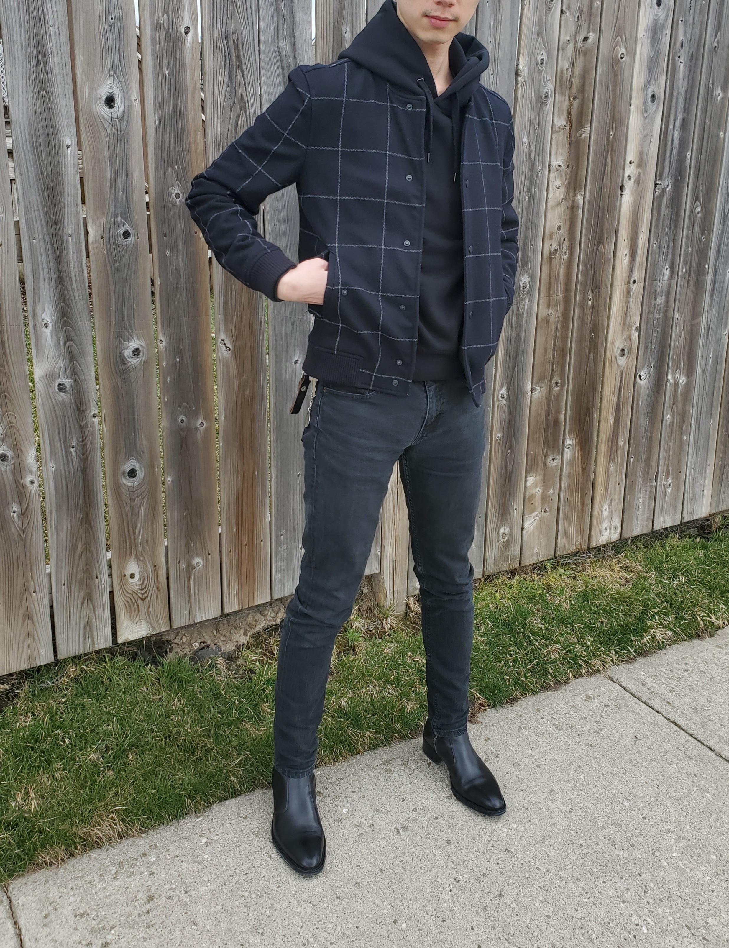 All Saints - Black Wool Check Bomber - 6