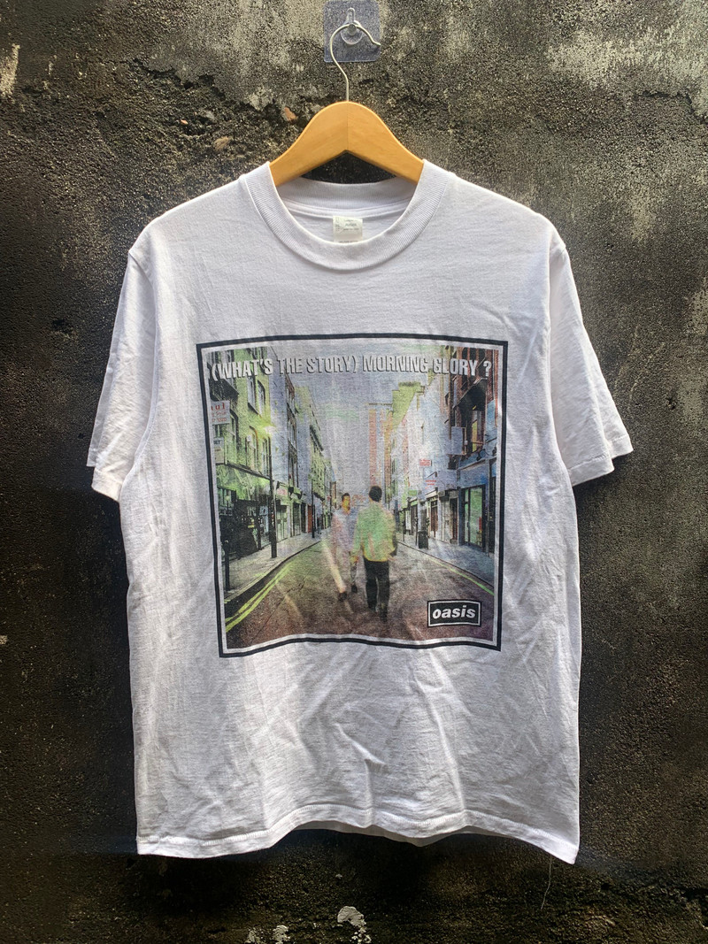 Rare Vintage 1995 Oasis "(What's the Story) Morning Glory?" Album Tour T-Shirt - White - 1