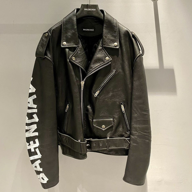 Balenciaga Painted Leather Biker Jacket - 1