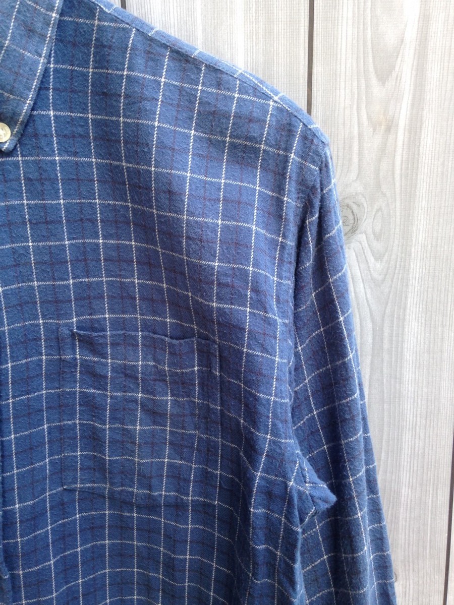 Flannel - Blue Long Sleeves Pocket Shirt Size Large - 3