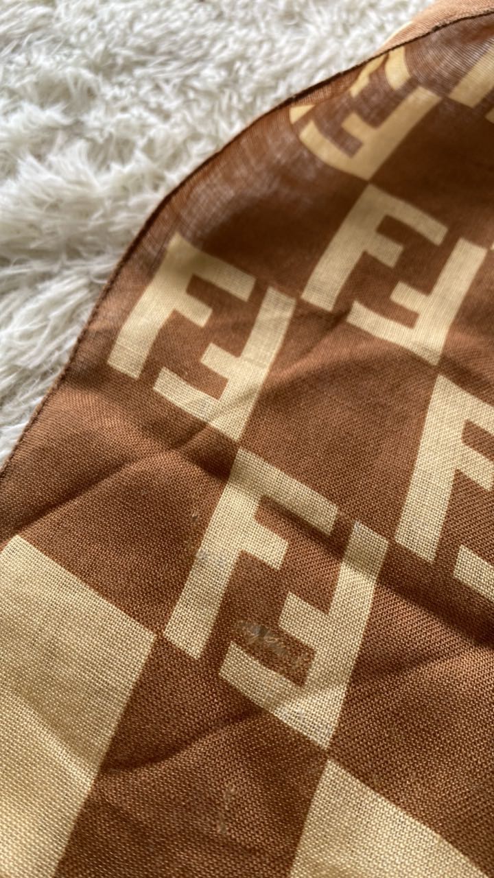 Vintage FENDI Foulard Silk Wool Scarf 11x61 - 7