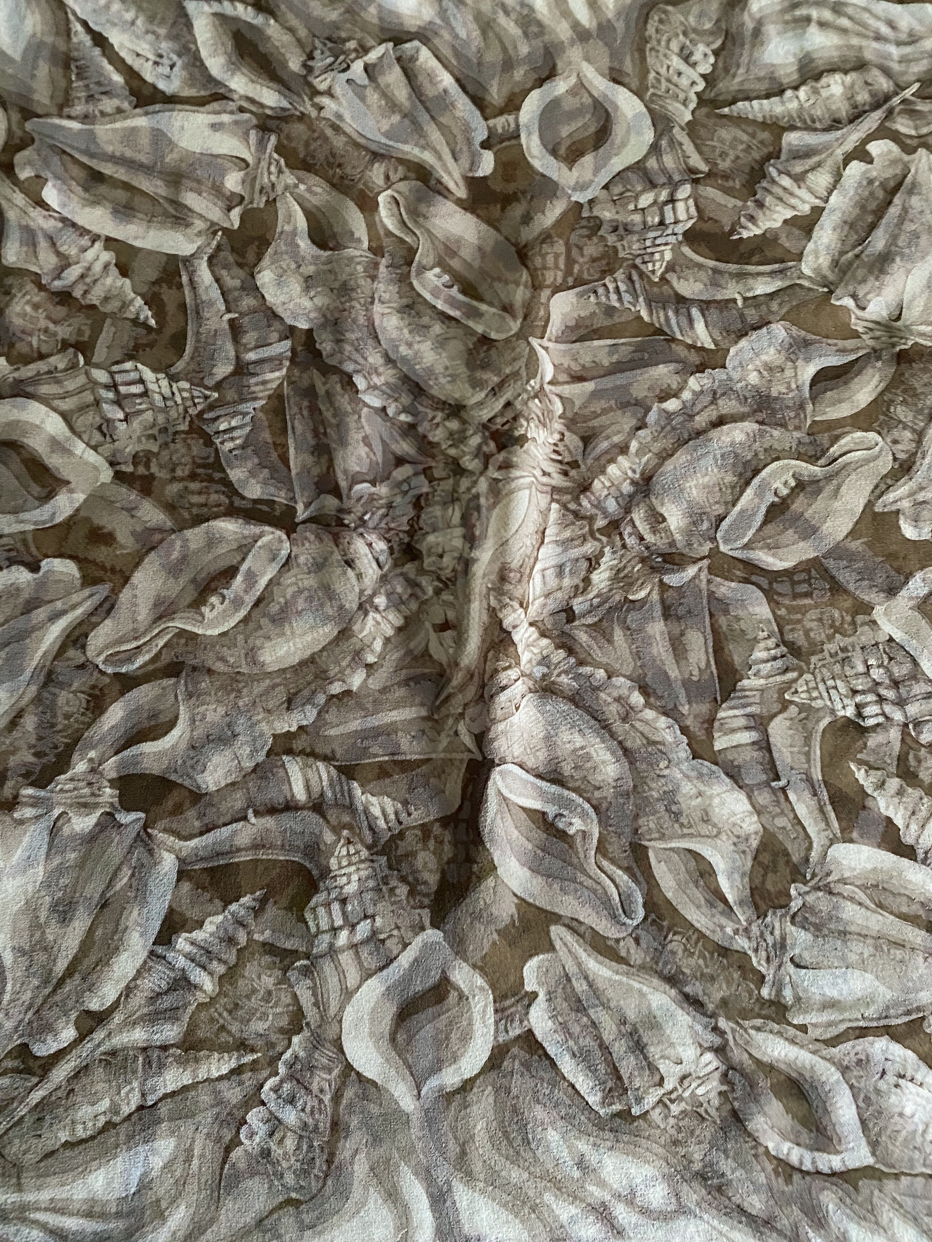 Vintage Silk Scarf Abstract Sea Snail - 1