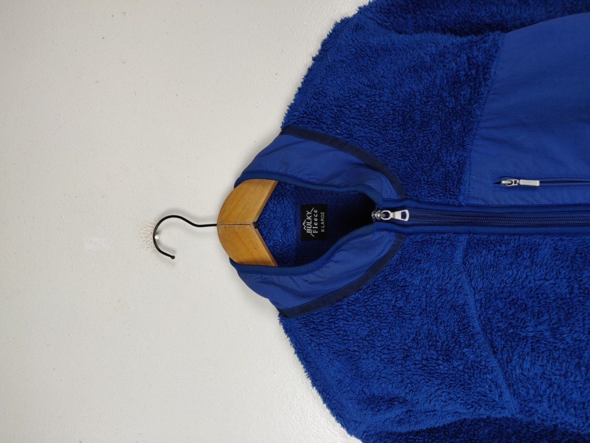 Blue - Retro X Deep Pile Fleece Pullover Jacket Sweater - 3