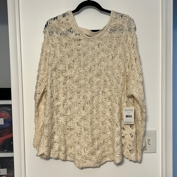 Free People Oversized Drape Back Open Knit Sweater - 1