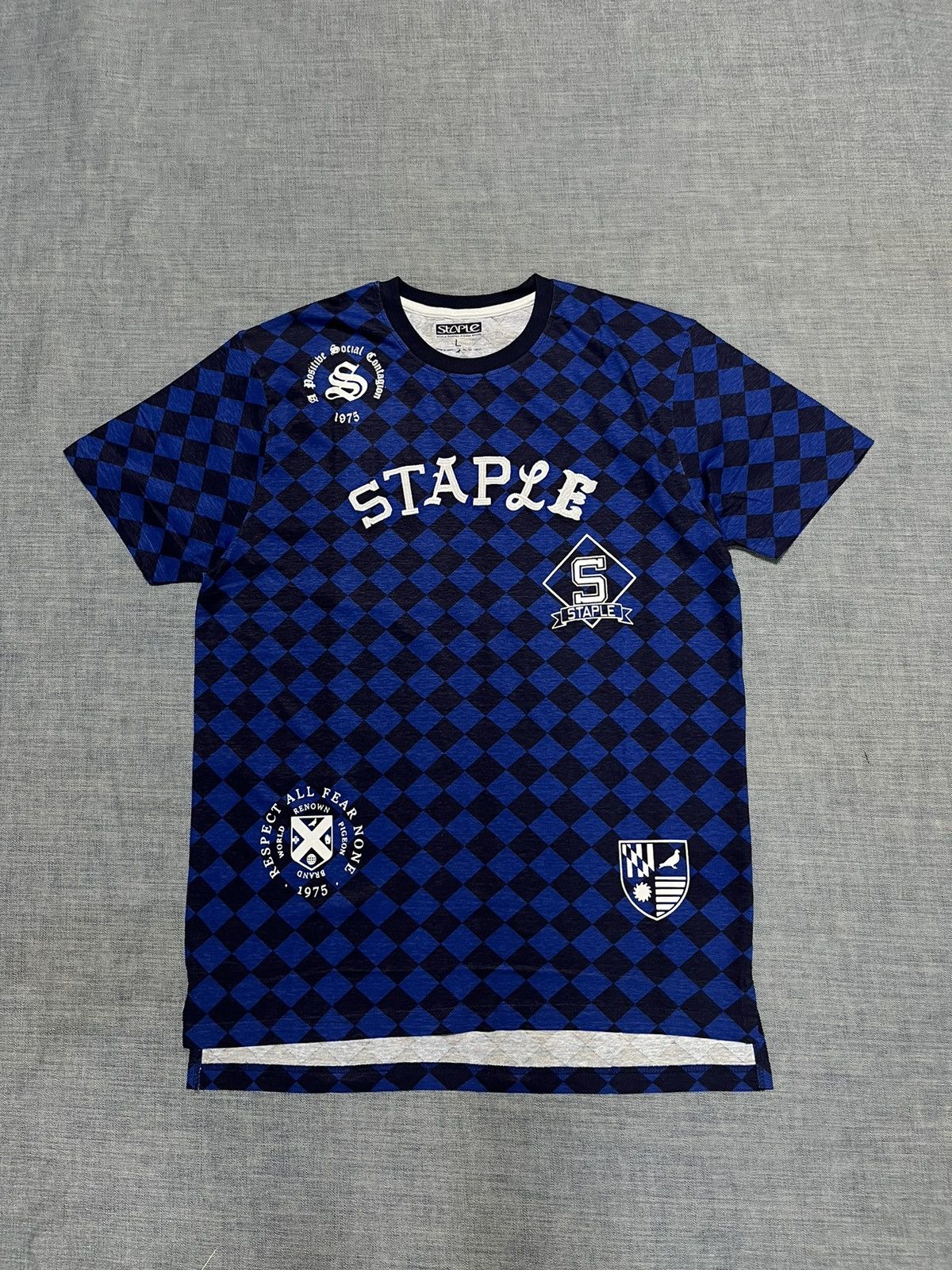 Staple New York Pigeon Blue Checkboard T-Shirt Large - 1