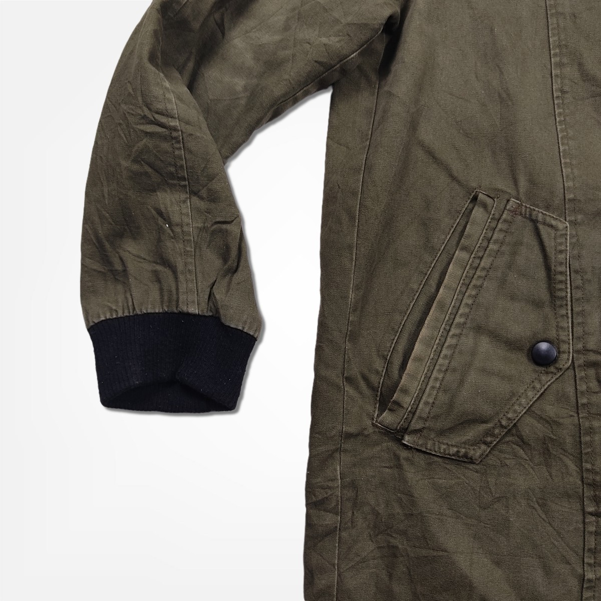 Designer - ZARA Z1975 Denim Army Military Speakup Green Long Jacket - 4