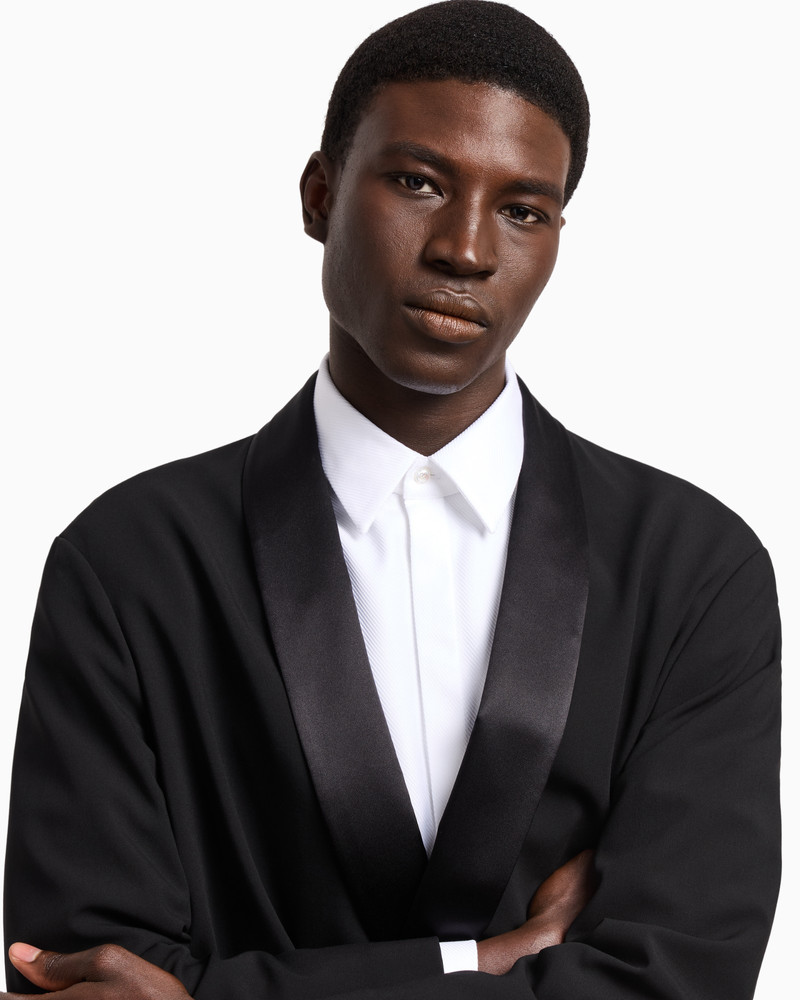 DOUBLE-BREASTED TUXEDO IN PURE VIRGIN WOOL CRÊPE - 1